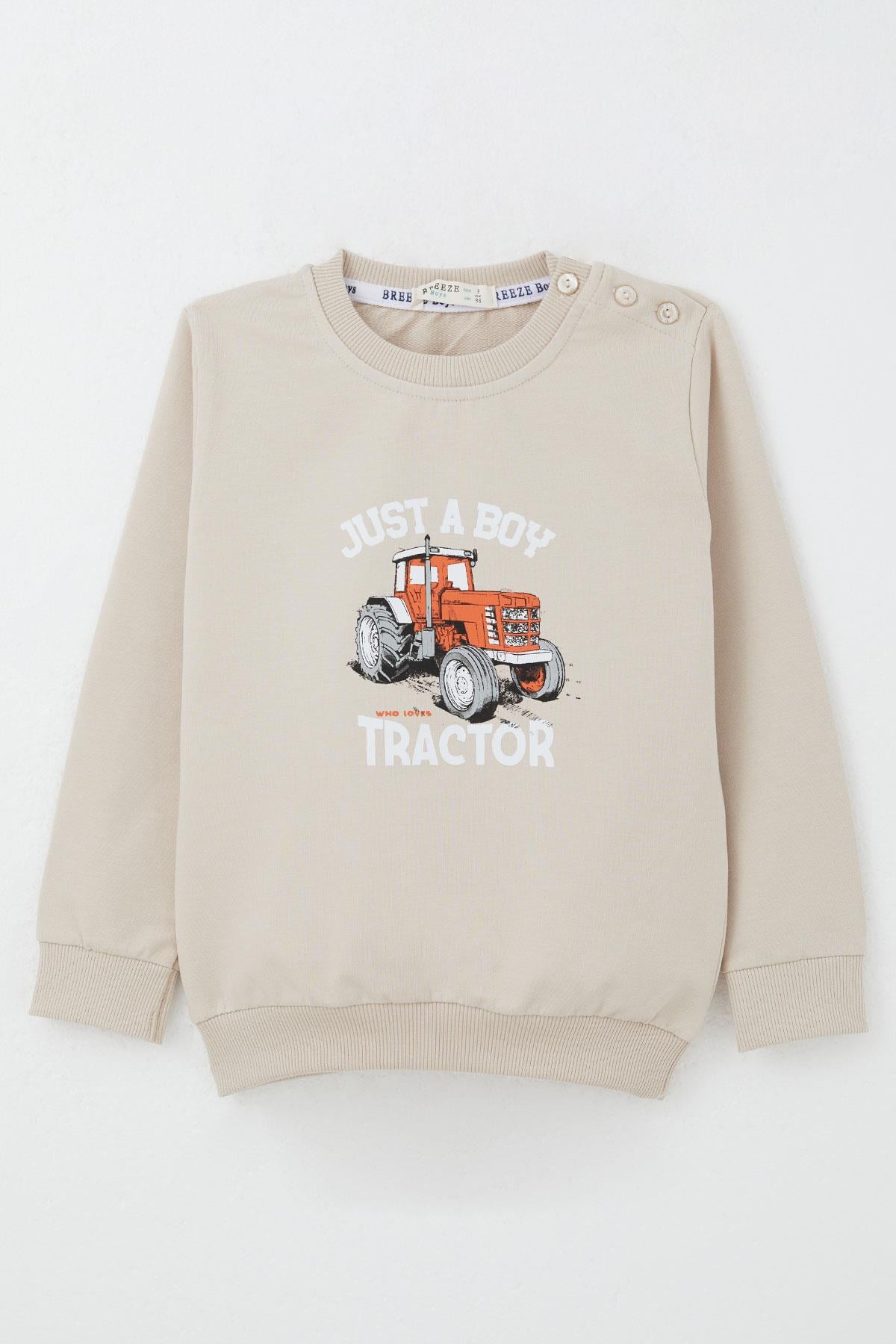 Breeze Erkek Çocuk Sweatshirt Çiftliğin Şimşeği Bej (1.5-5 Yaş)