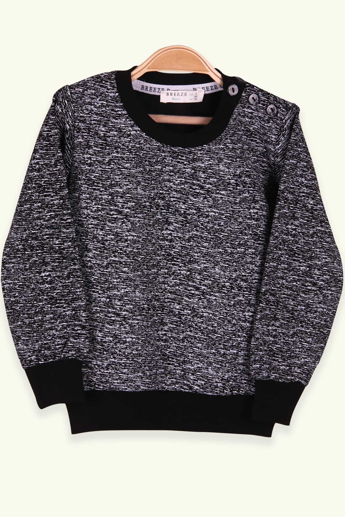 Breeze Erkek Çocuk Sweatshirt Desenli Siyah Melanj (2-6 Yaş)