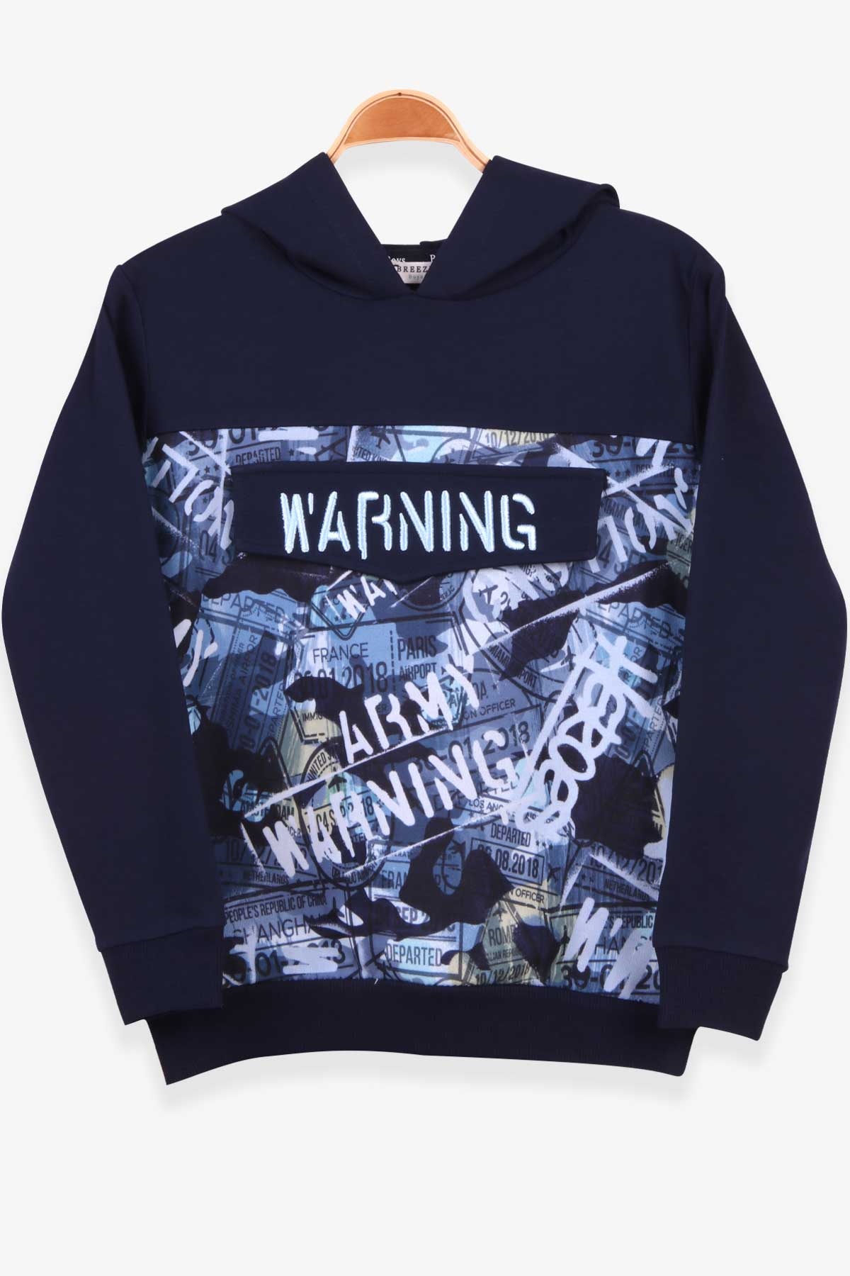 Breeze Erkek Çocuk Sweatshirt Desenli Nakışlı Lacivert (6-12 Yaş)