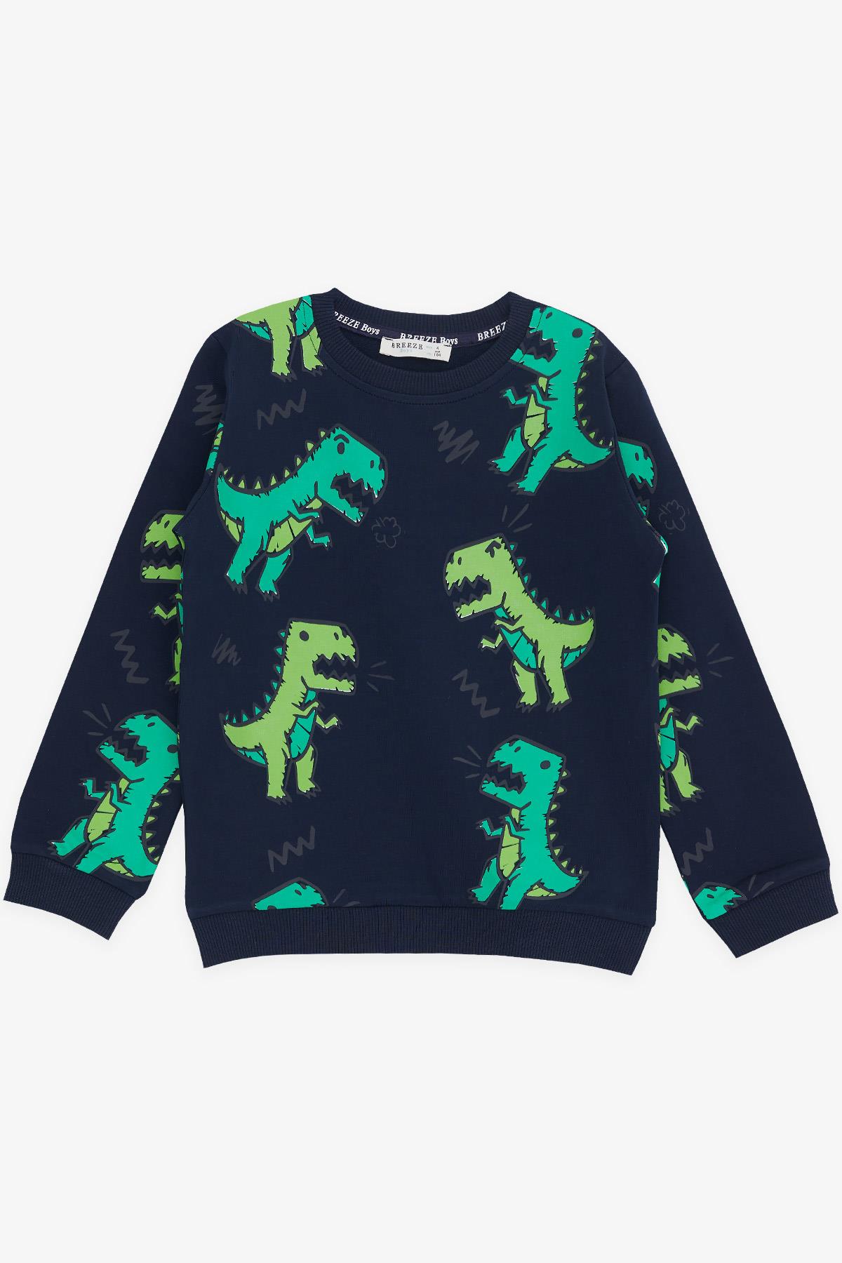 Breeze Erkek Çocuk Sweatshirt Dinazor Desenli Lacivert (3-8 Yaş)