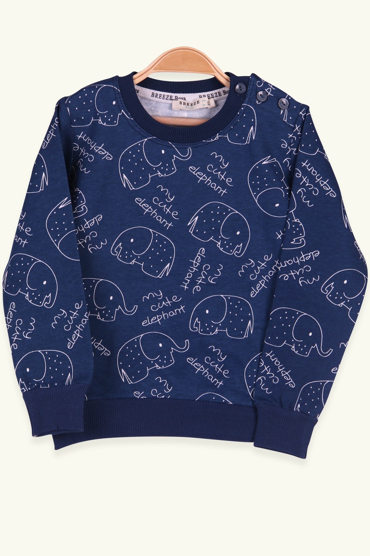 Breeze Erkek Çocuk Sweatshirt Fil Desenli İndigo (2-6 Yaş)