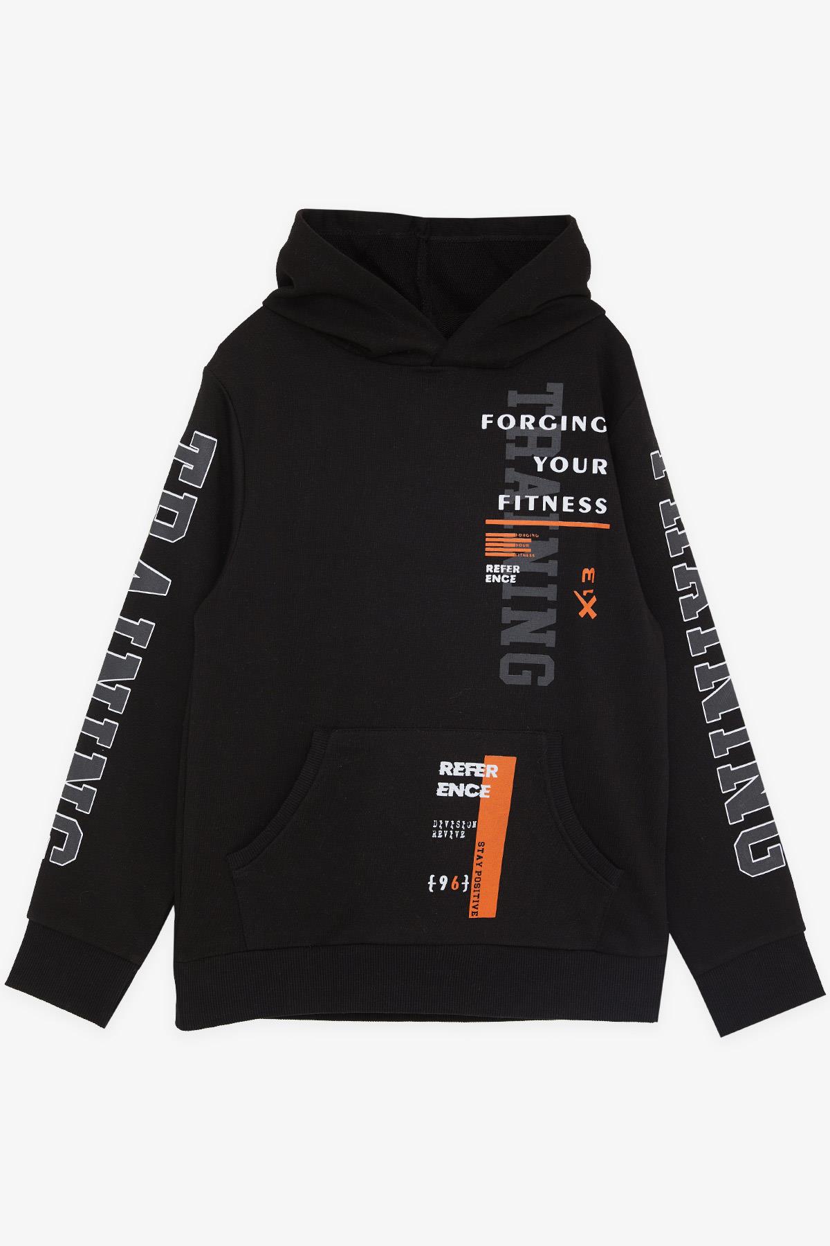 Breeze Erkek Çocuk Sweatshirt Kapüşonlu Kanguru Cepli Siyah (9-14 Yaş)