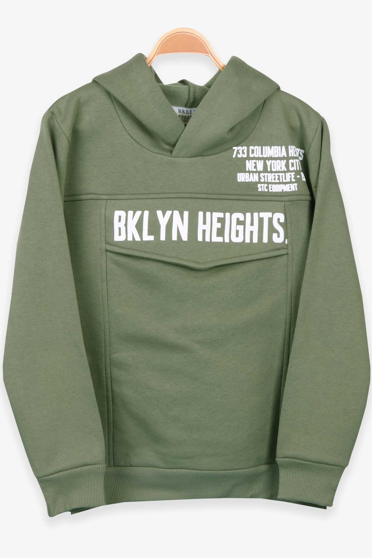 Breeze Erkek Çocuk Sweatshirt Kapüşonlu Haki Yeşil (8-14 Yaş)