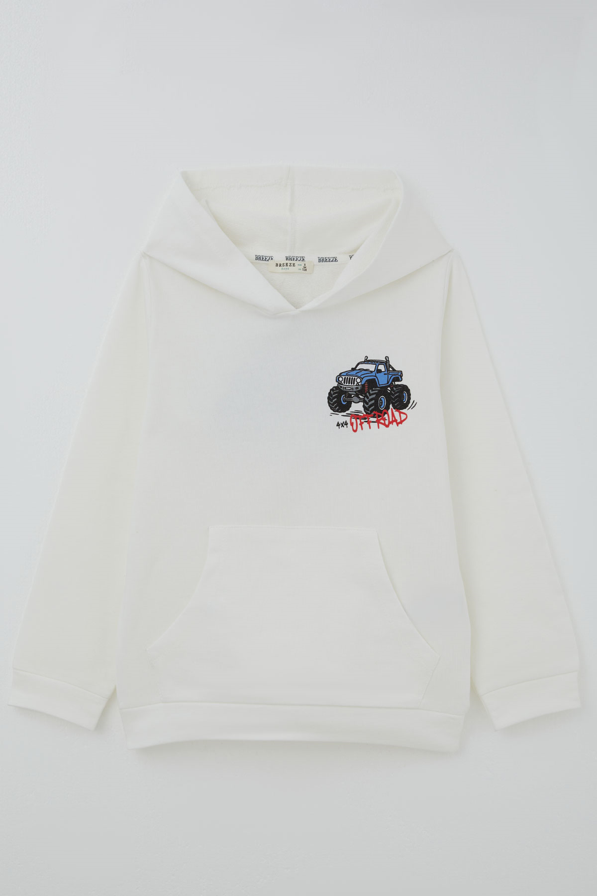 Breeze Erkek Çocuk Sweatshirt Macera Temalı Arazi Aracı Sırt Baskı Detaylı Ekru (4-8 Yaş)