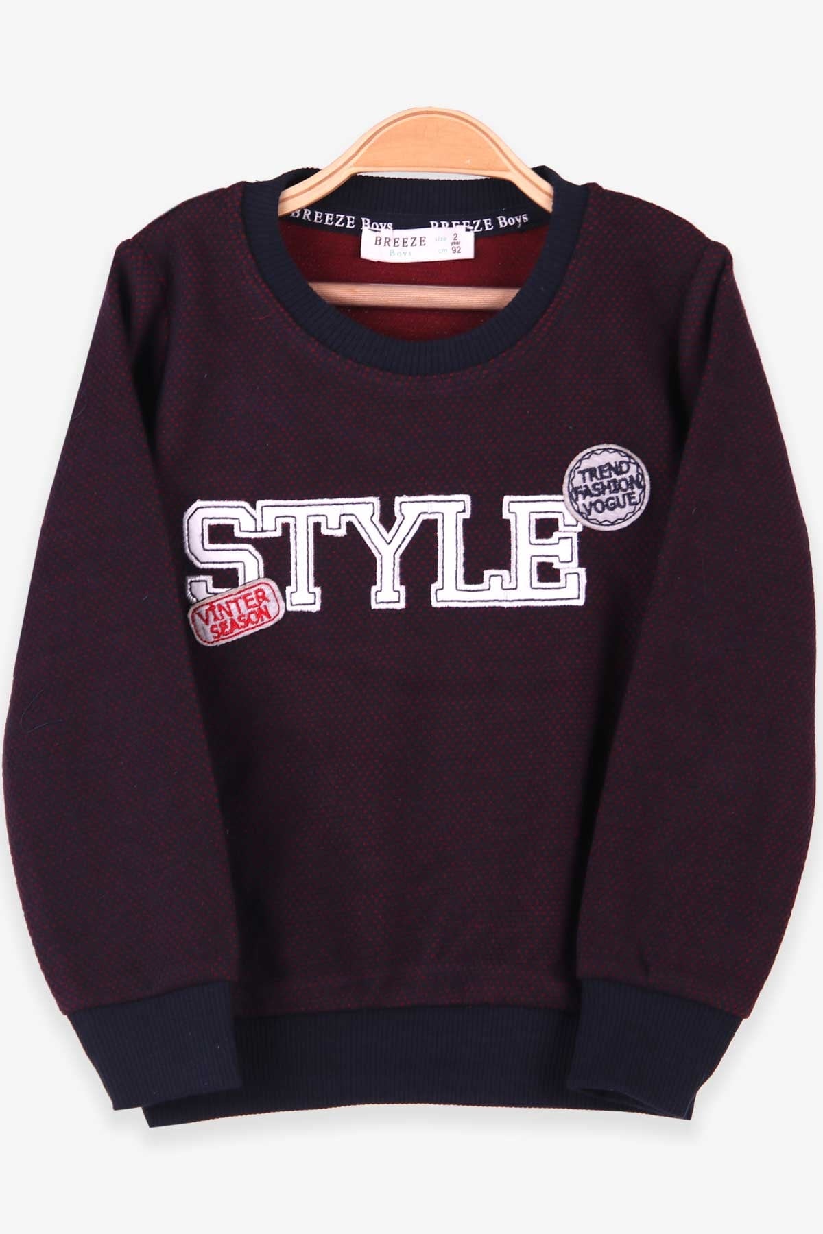 Breeze Erkek Çocuk Sweatshirt Nakisli Bordo (2-6 Yaş)