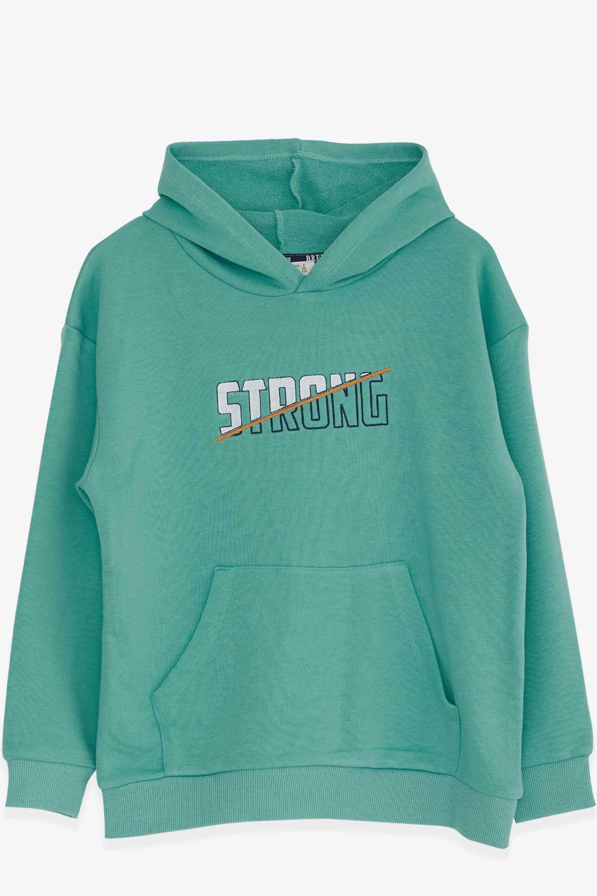 Breeze Erkek Çocuk Sweatshirt Nakışlı Yazı Baskılı Mint Yeşili (8-14 Yaş)