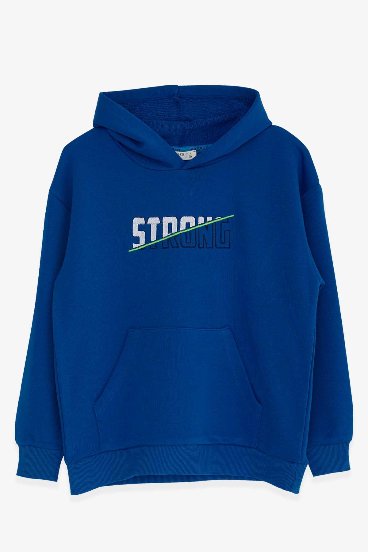 Breeze Erkek Çocuk Sweatshirt Nakışlı Yazı Baskılı Saks Mavisi (8-14 Yaş)