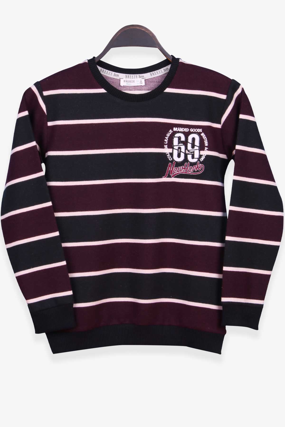 Breeze Erkek Çocuk Sweatshirt Nakışlı Çizgili Karışık Renk (9-14 Yaş)