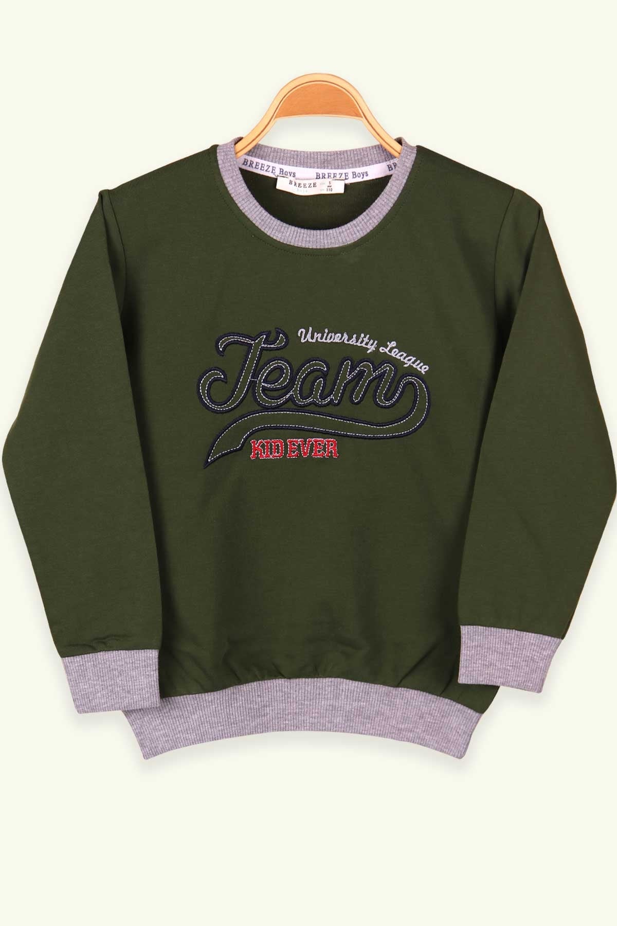 Breeze Erkek Çocuk Sweatshirt Nakışlı Koyu Yeşil (5-9 Yaş)