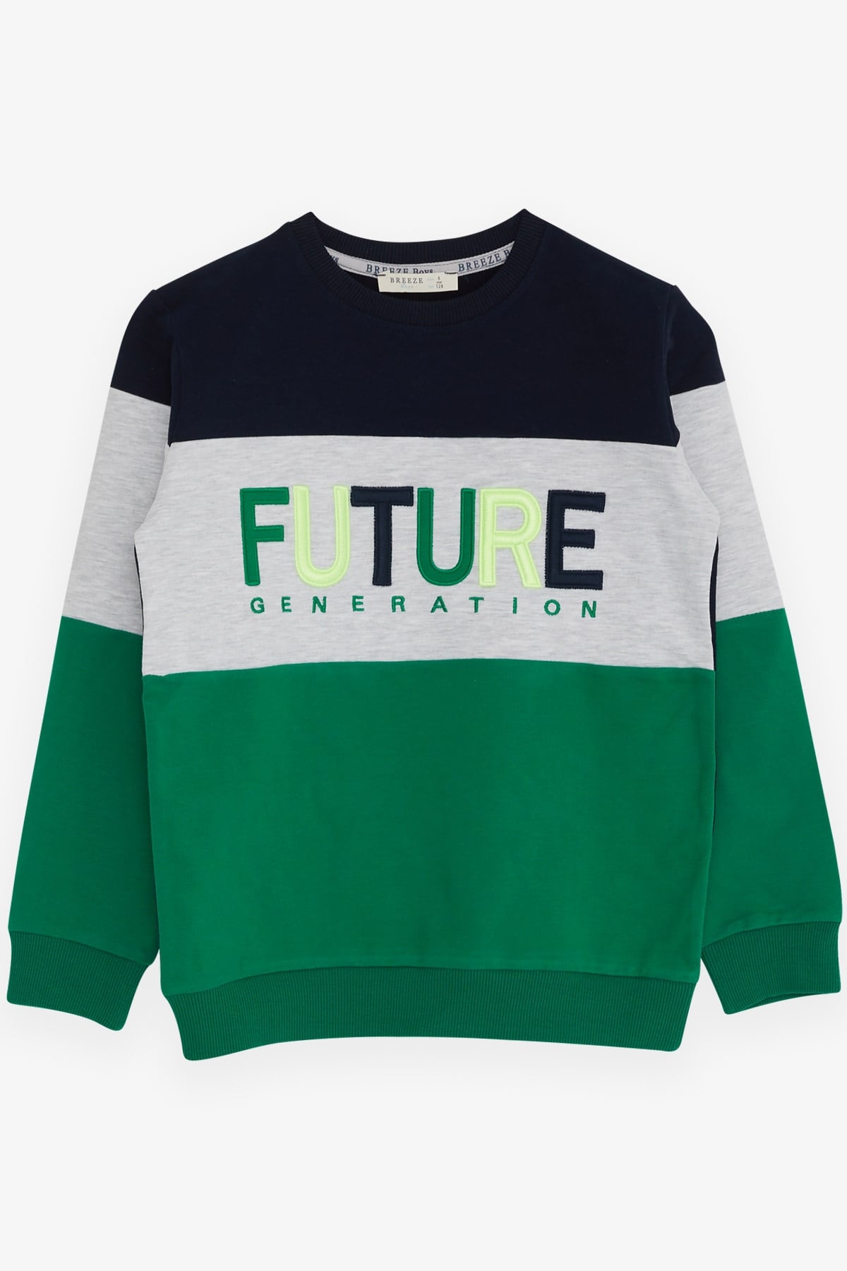 Breeze Erkek Çocuk Sweatshirt Renkli Nakışlı Lacivert (7-12 Yaş)
