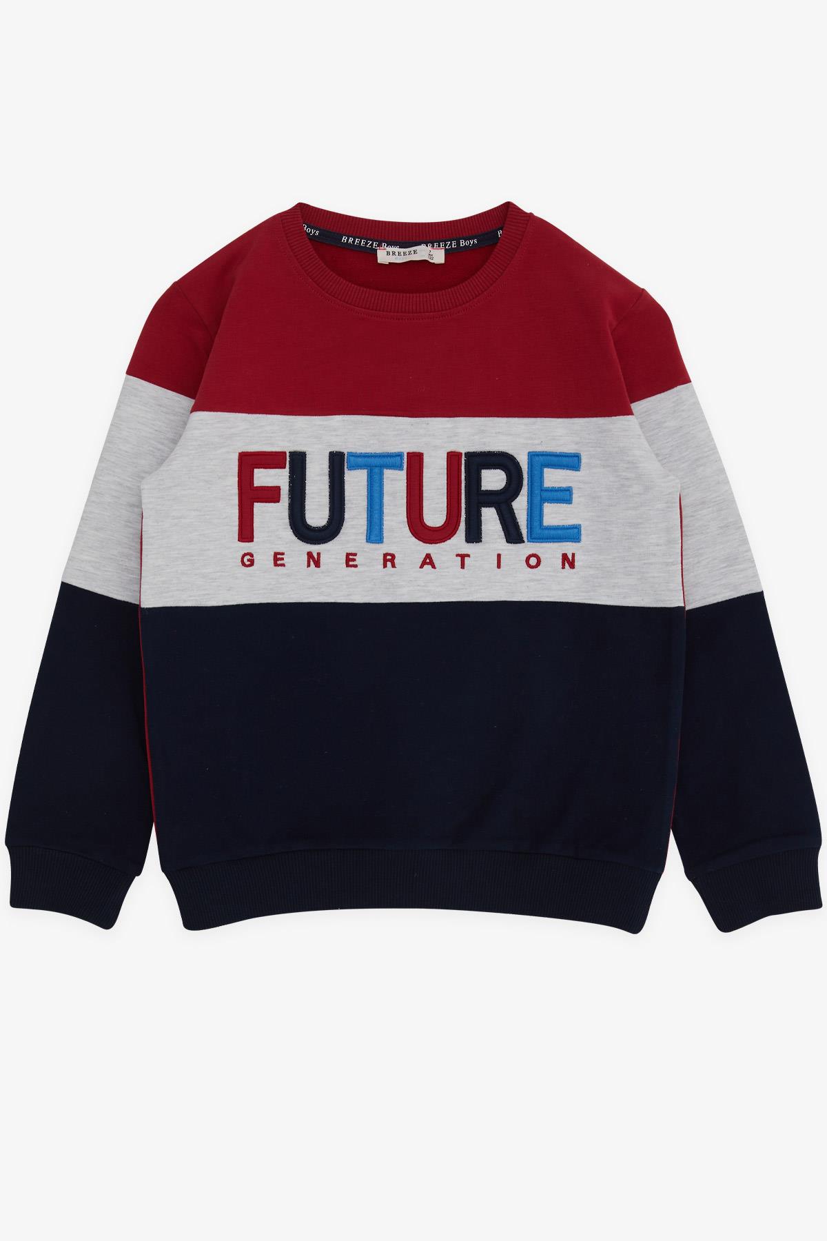 Breeze Erkek Çocuk Sweatshirt Renkli Nakışlı Bordo (7-12 Yaş)