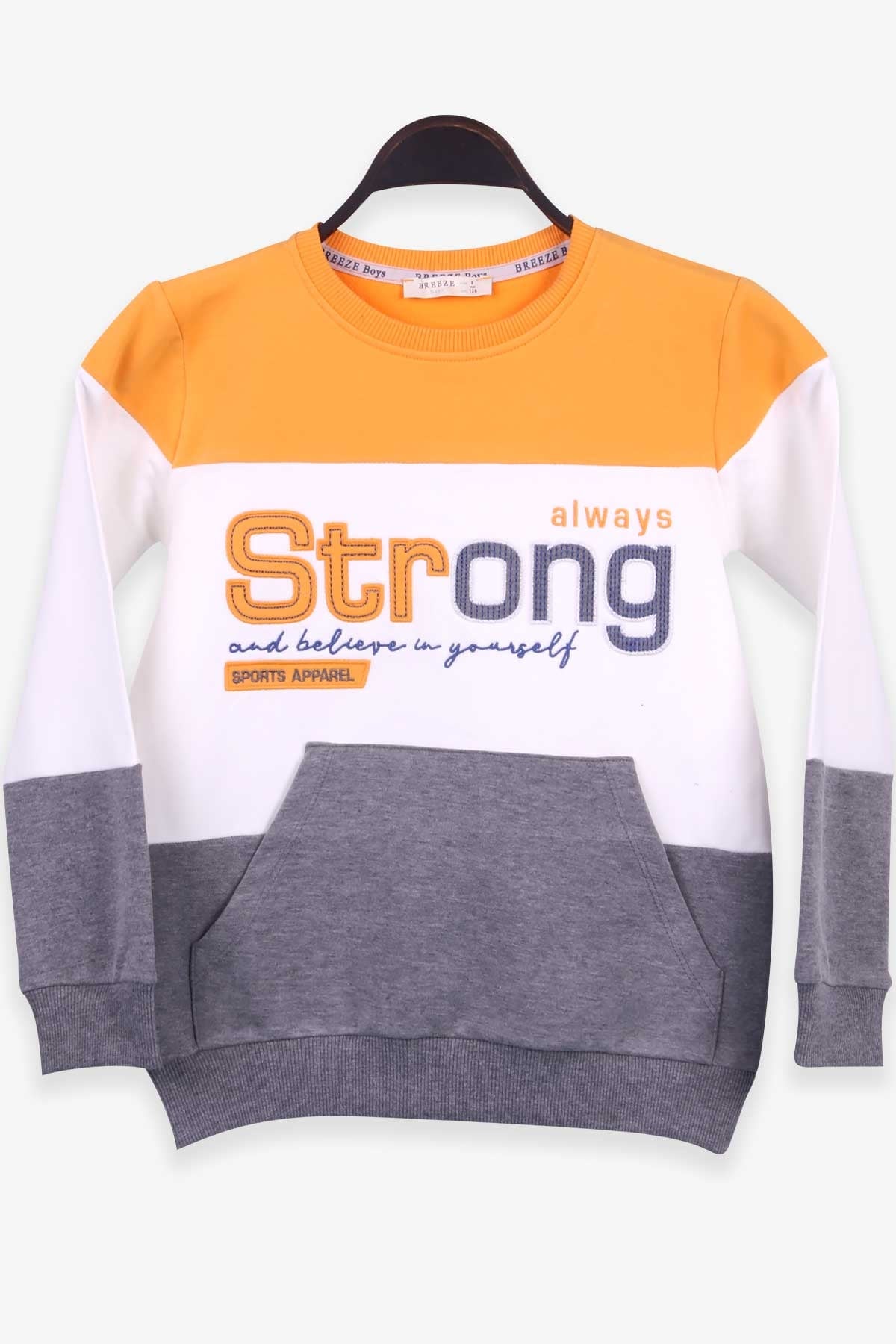 Breeze Erkek Çocuk Sweatshirt Strong Nakışlı Ekru (8-14 Yaş)