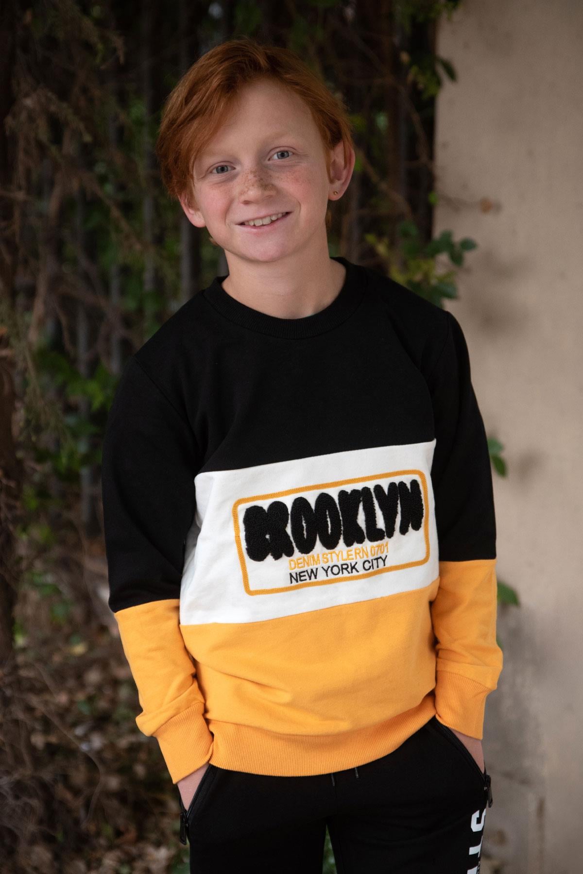 Breeze Erkek Çocuk Sweatshirt Süzene Nakışlı Siyah (10 Yaş)