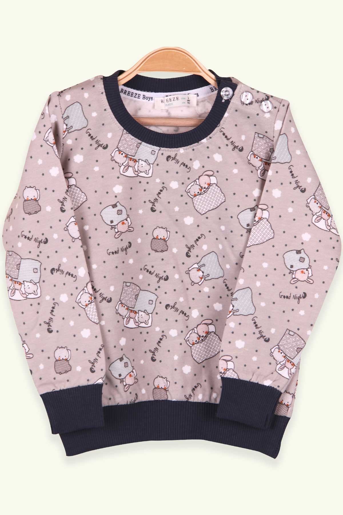 Breeze Erkek Çocuk Sweatshirt Tavşanlı Krem (2-6 Yaş)