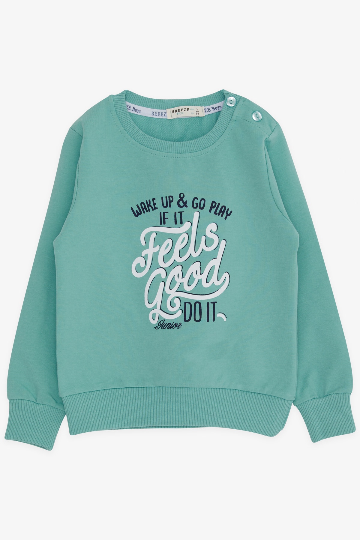 Breeze Erkek Çocuk Sweatshirt Yazı Baskılı Mint Yeşili (2-6 Yaş)