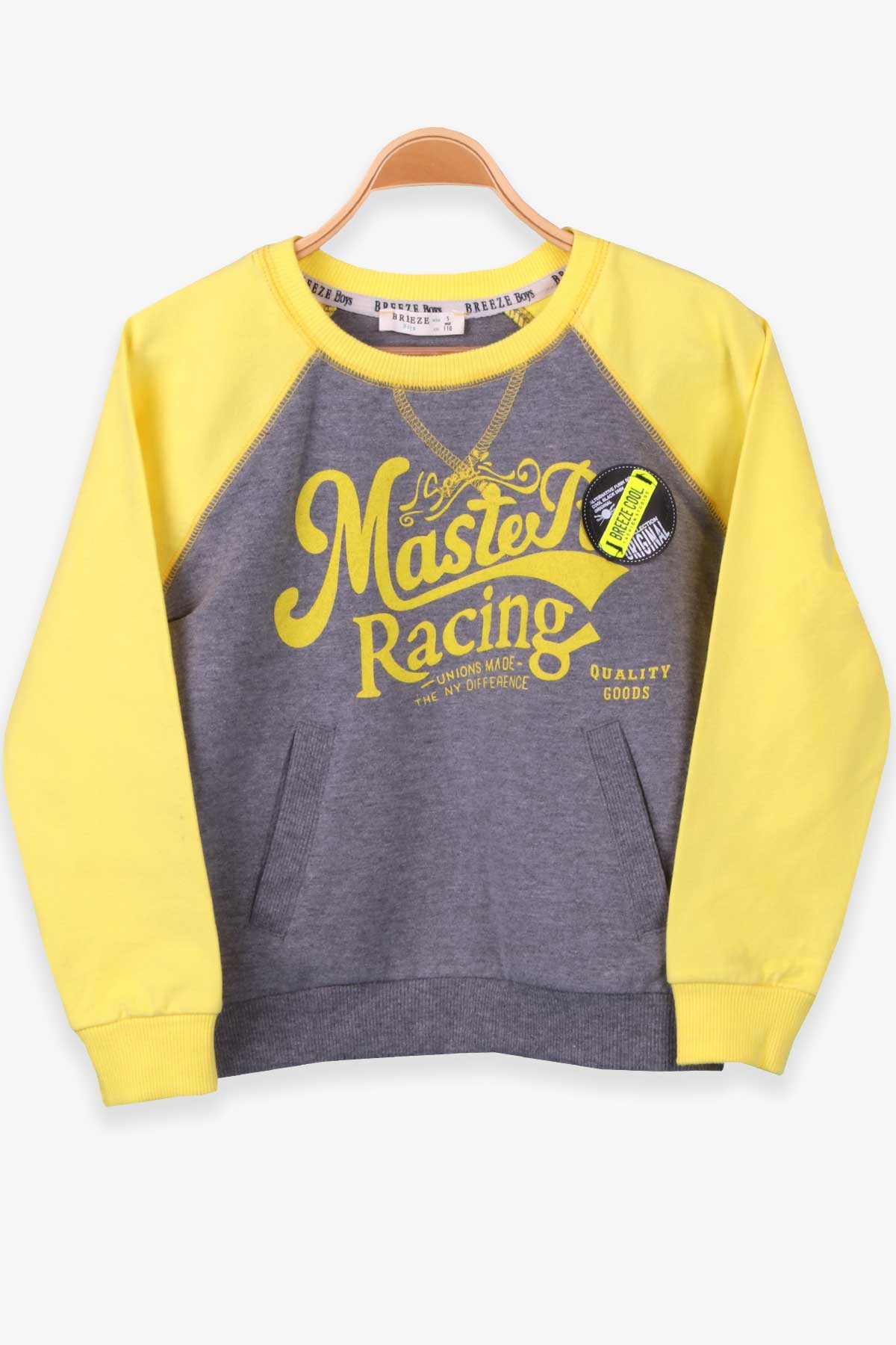 Breeze Erkek Çocuk Sweatshirt Yazı Baskılı Koyu Gri Melanj (5-10 Yaş)