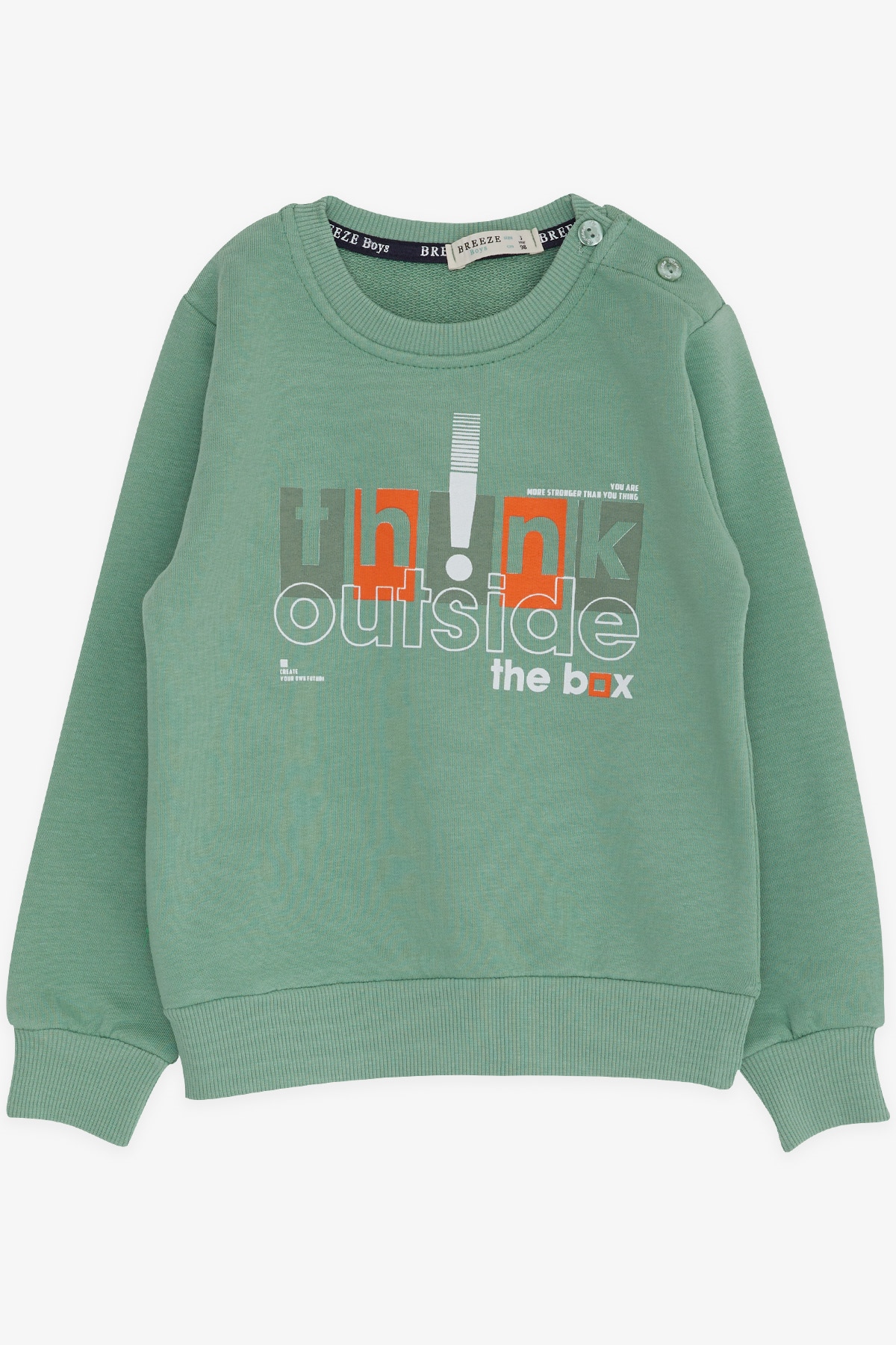 Breeze Erkek Çocuk Sweatshirt Yazı Baskılı Mint Yeşili (2-6 Yaş)