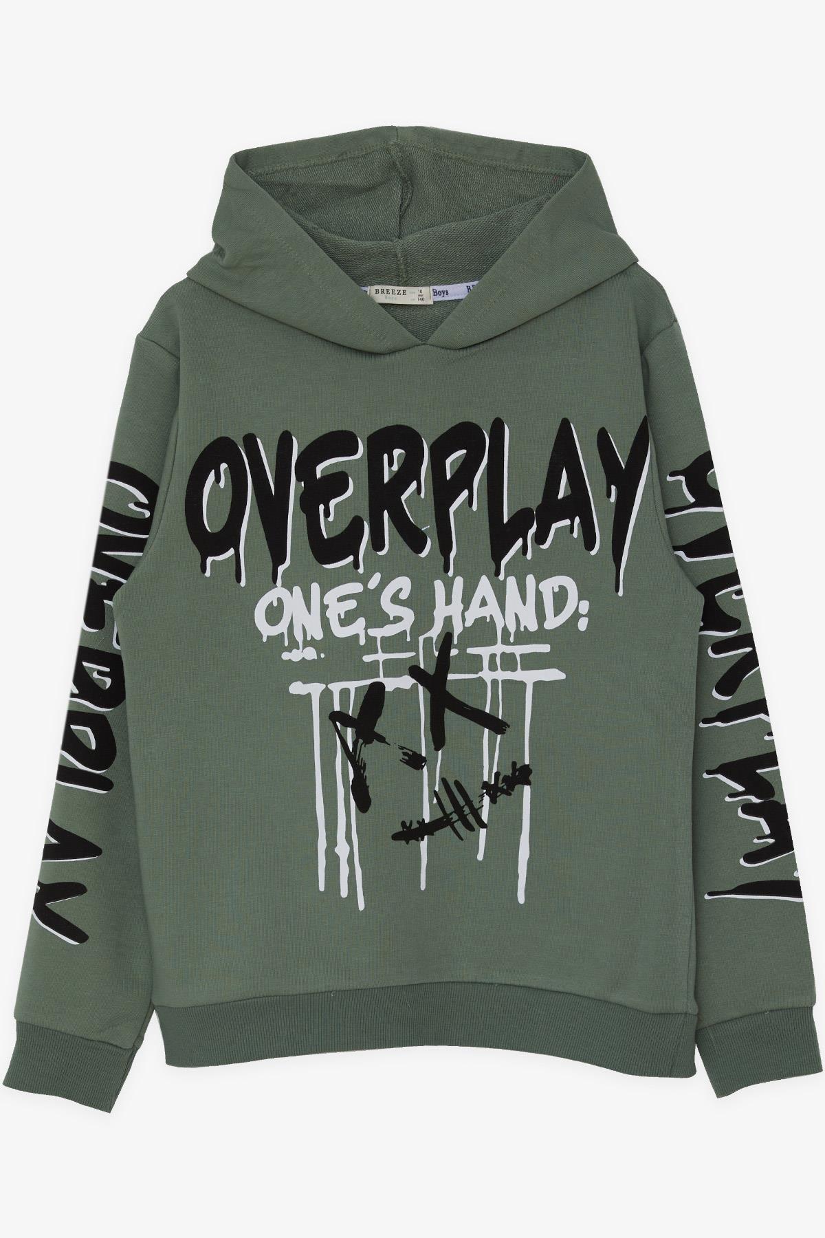 Breeze Erkek Çocuk Sweatshirt Yazı Baskılı Yeşil (10-14 Yaş)