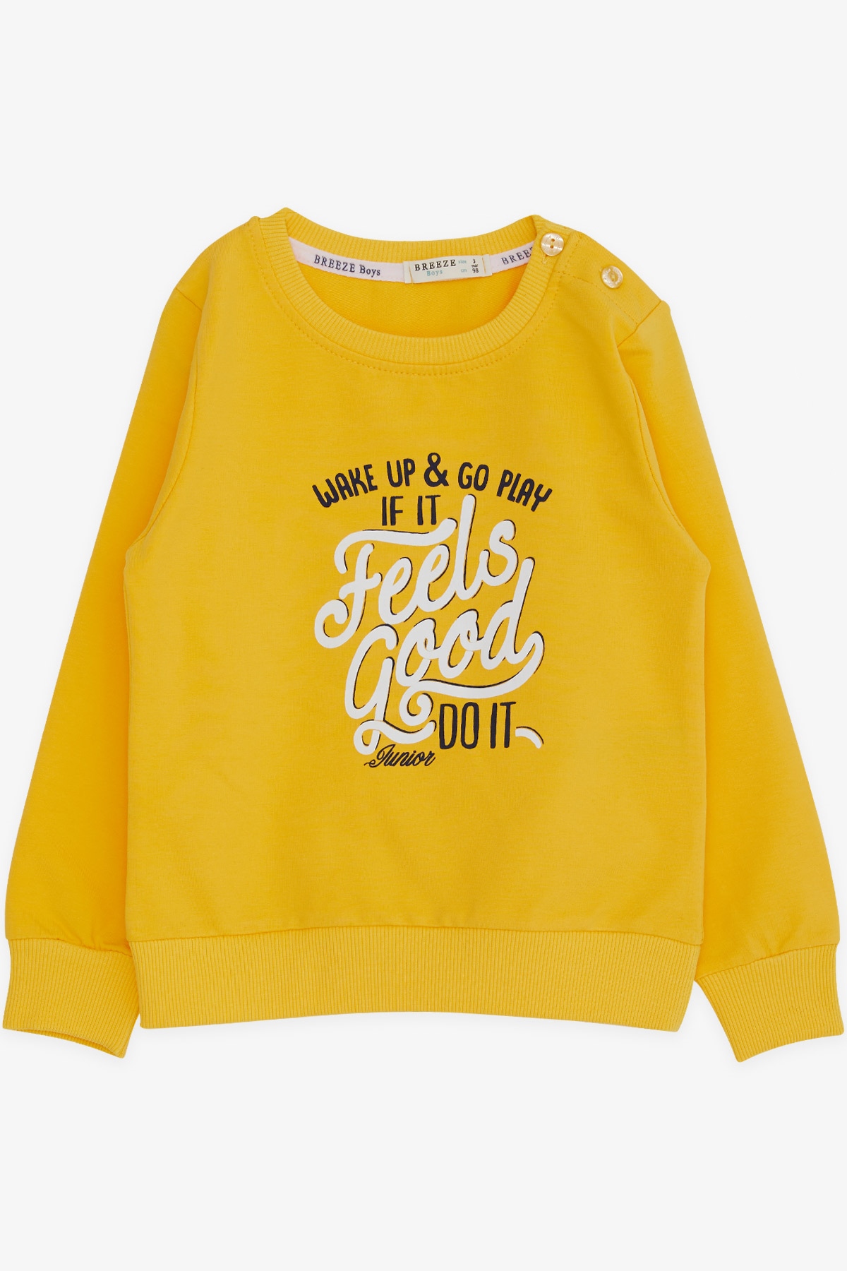 Breeze Erkek Çocuk Sweatshirt Yazı Baskılı Sarı (2-6 Yaş)