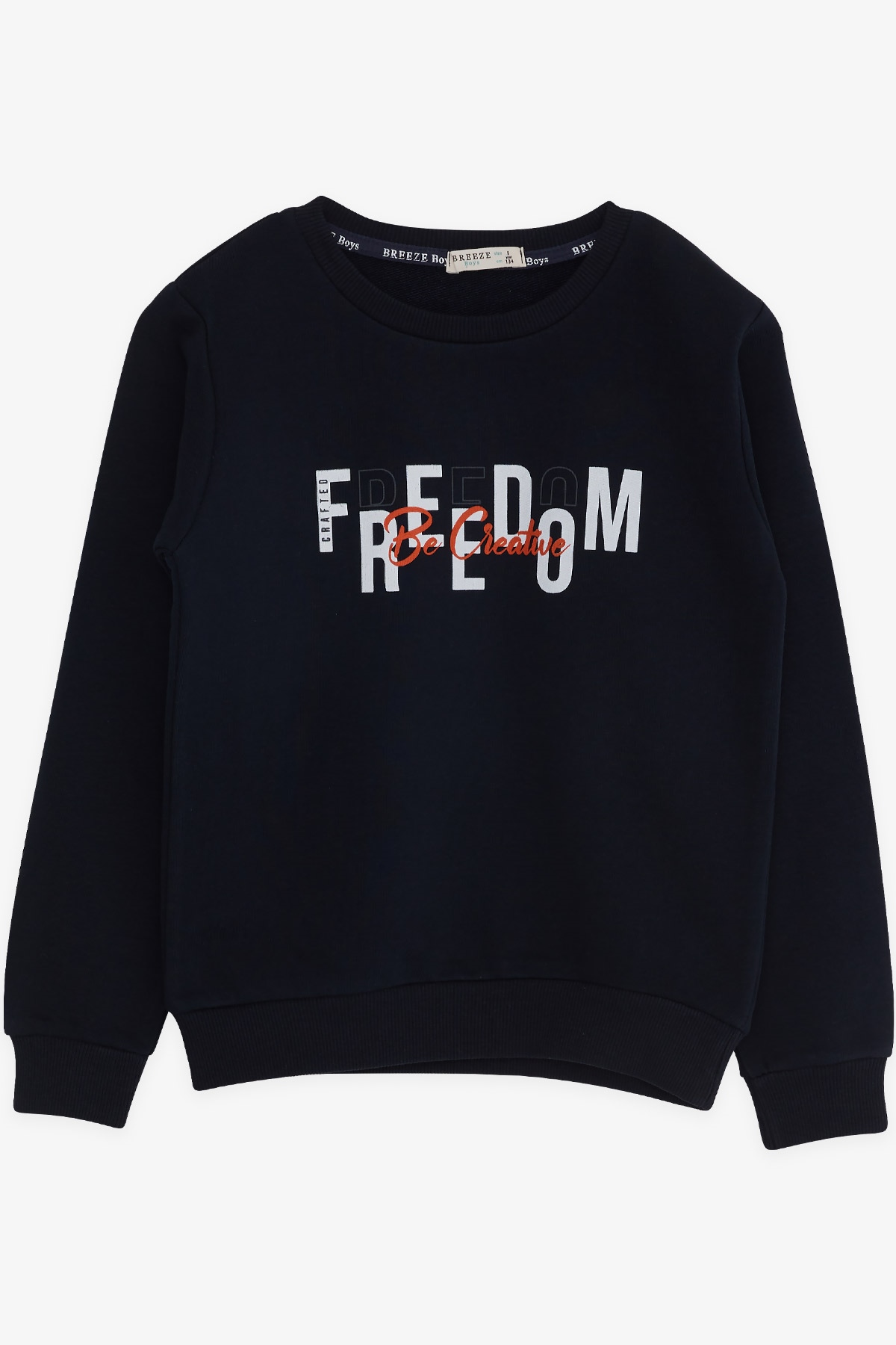 Breeze Erkek Çocuk Sweatshirt Yazı Baslılı Lacivert (8-14 Yaş)