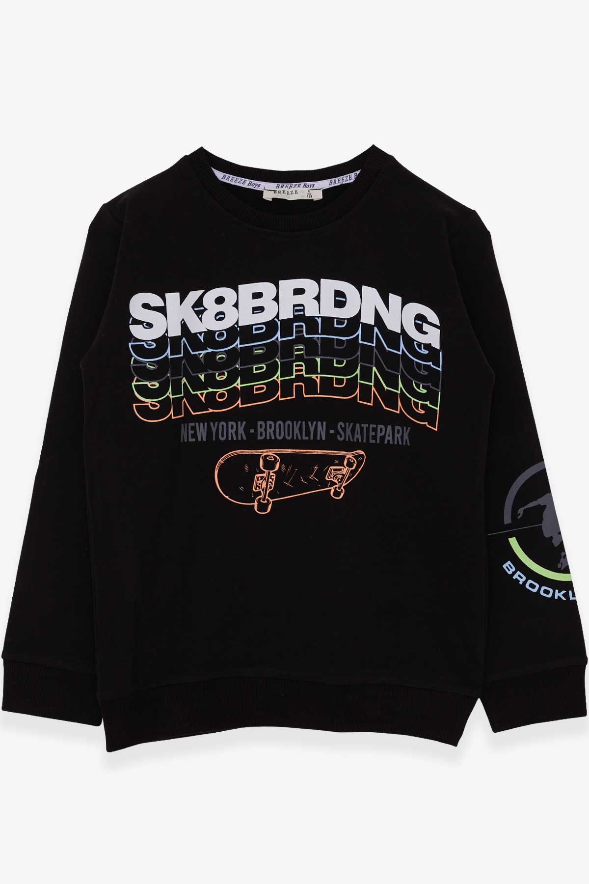 Breeze Erkek Çocuk Sweatshirt Yazı Baskılı Siyah (8-14 Yaş)