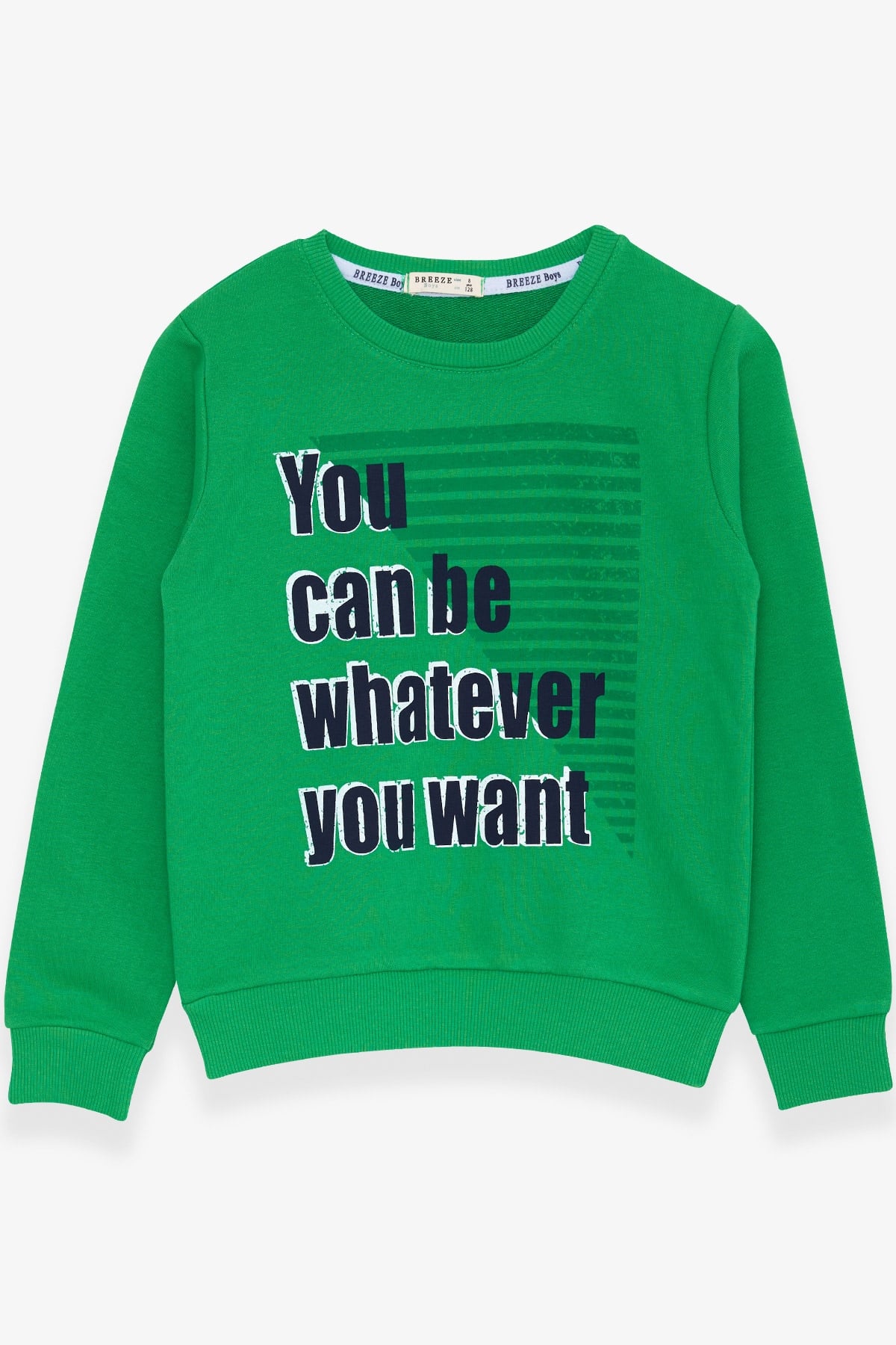 Breeze Erkek Çocuk Sweatshirt Yazı Baskılı Yeşil (8-14 Yaş)