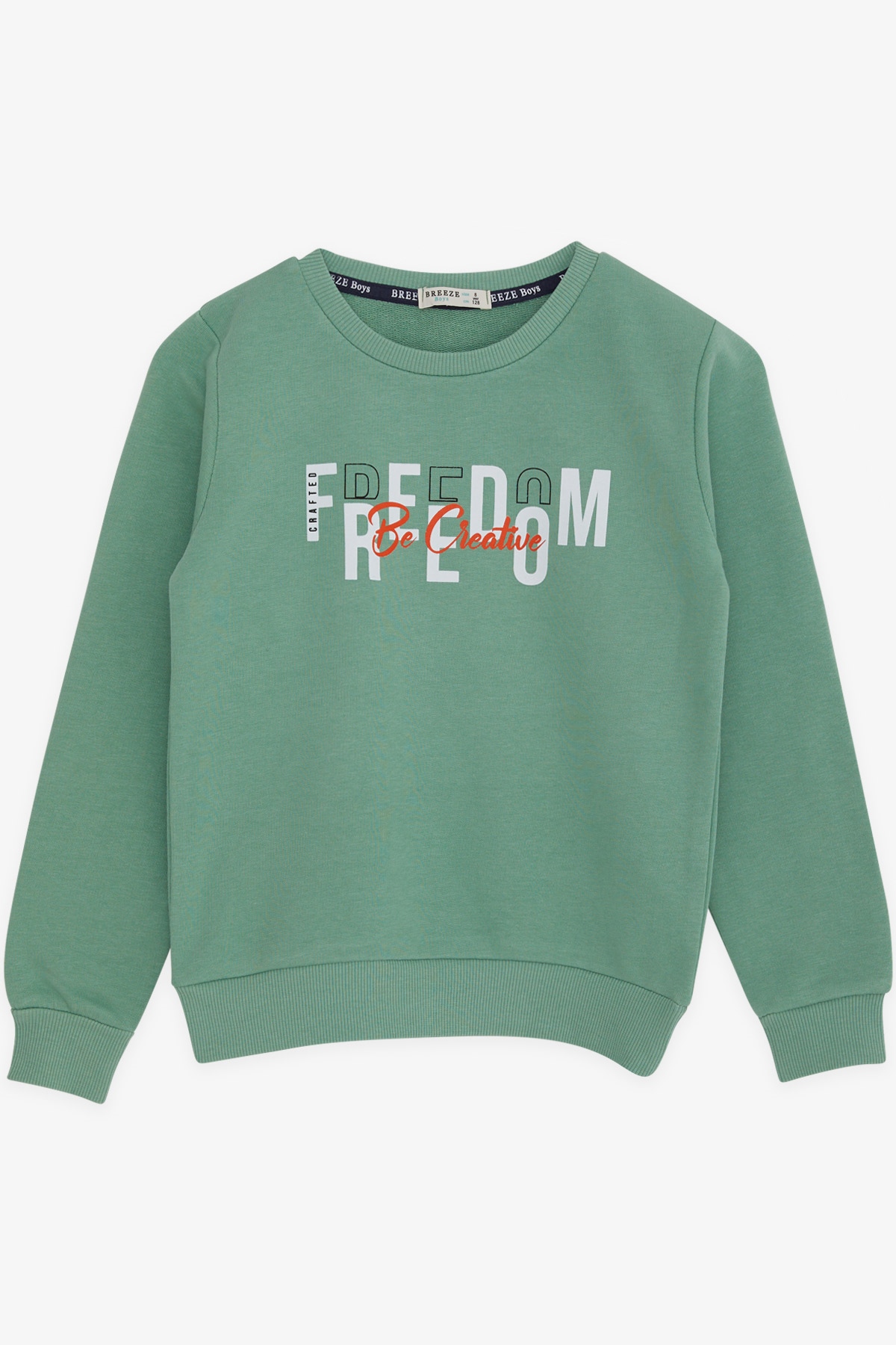 Breeze Erkek Çocuk Sweatshirt Yazı Baslılı Mint Yeşili (8-14 Yaş)