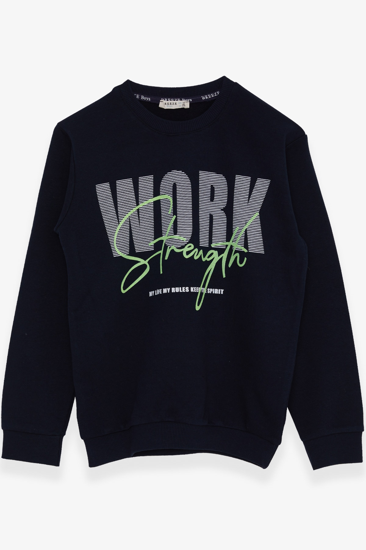 Breeze Erkek Çocuk Sweatshirt Yazı Baskılı Lacivert (11 Yaş)