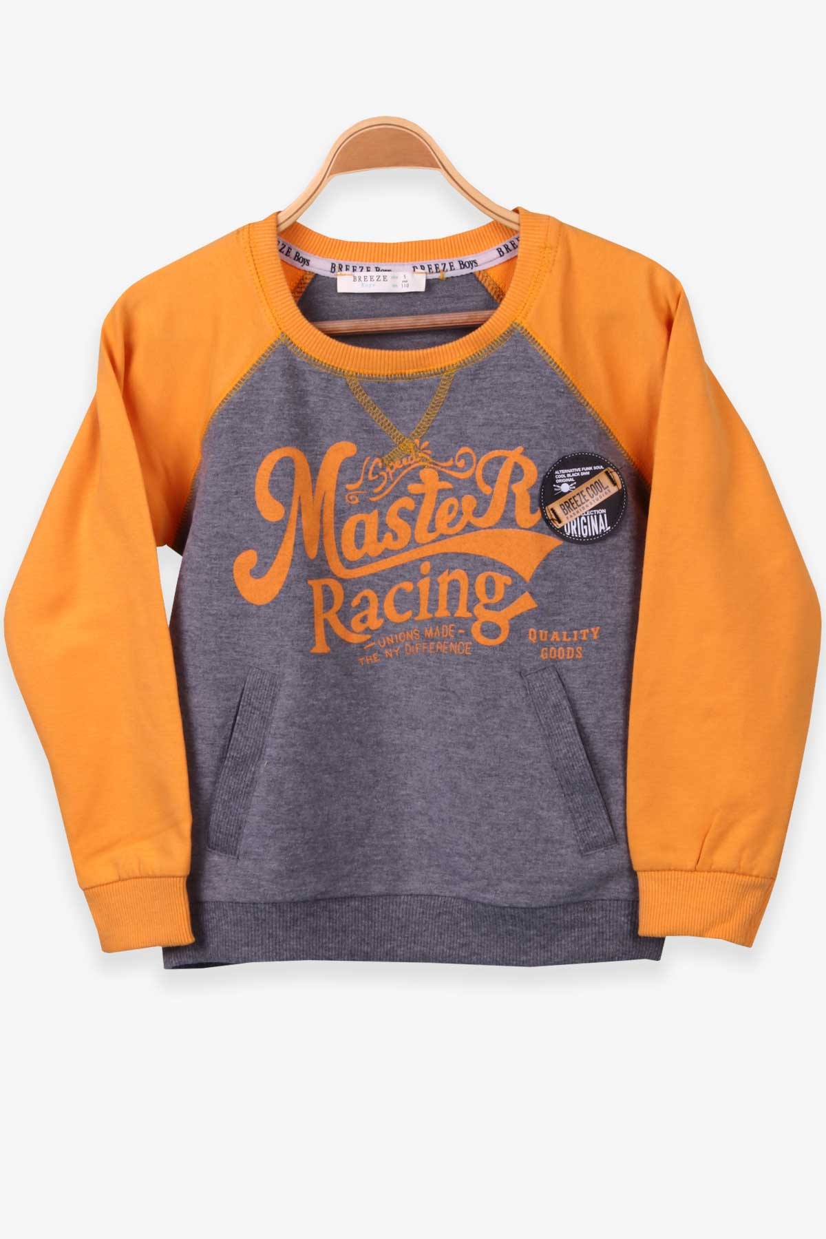 Breeze Erkek Çocuk Sweatshirt Yazı Baskılı Koyu Gri Melanj (5-10 Yaş)
