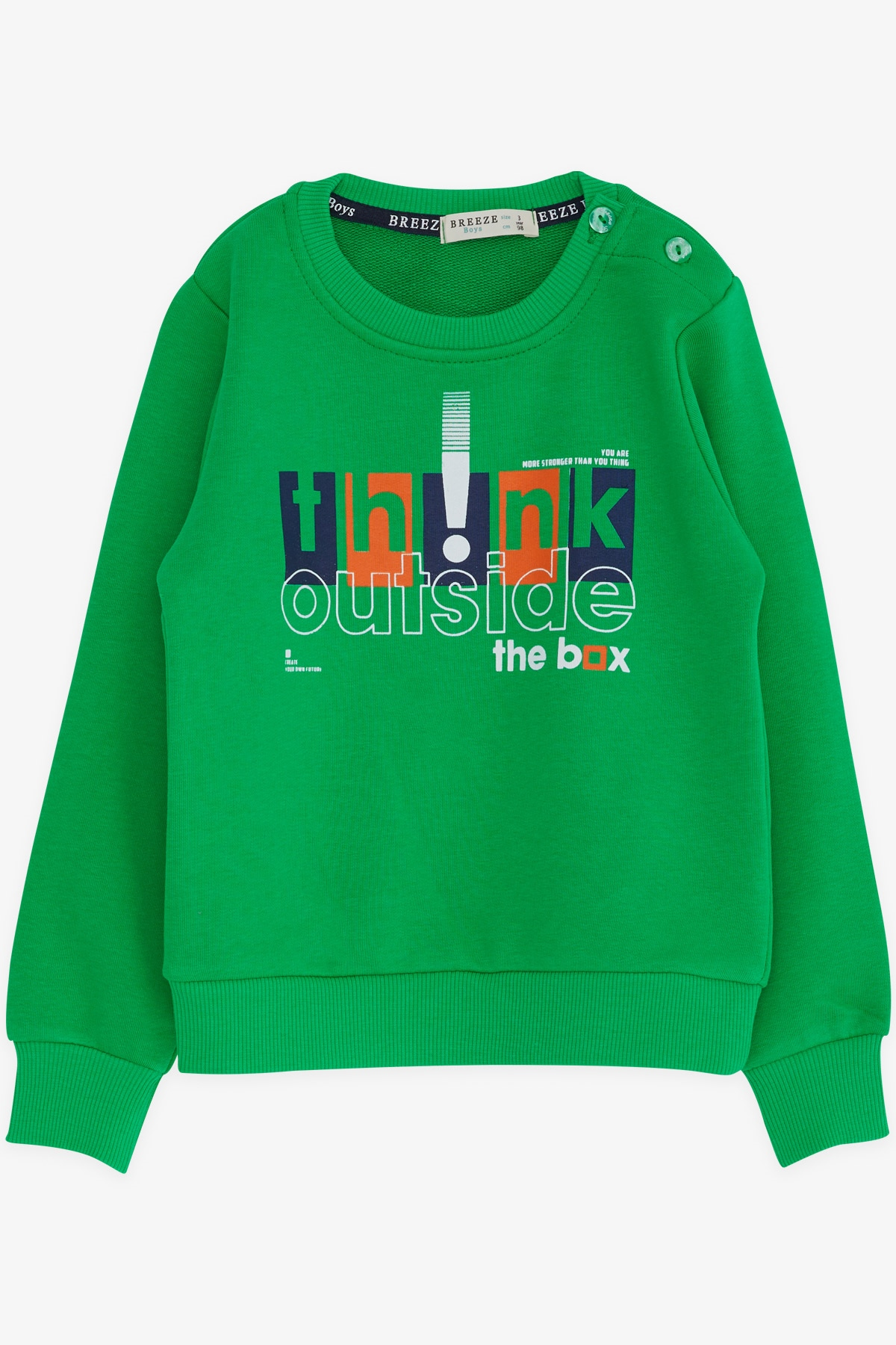 Breeze Erkek Çocuk Sweatshirt Yazı Baskılı Yeşil (2-5 Yaş)