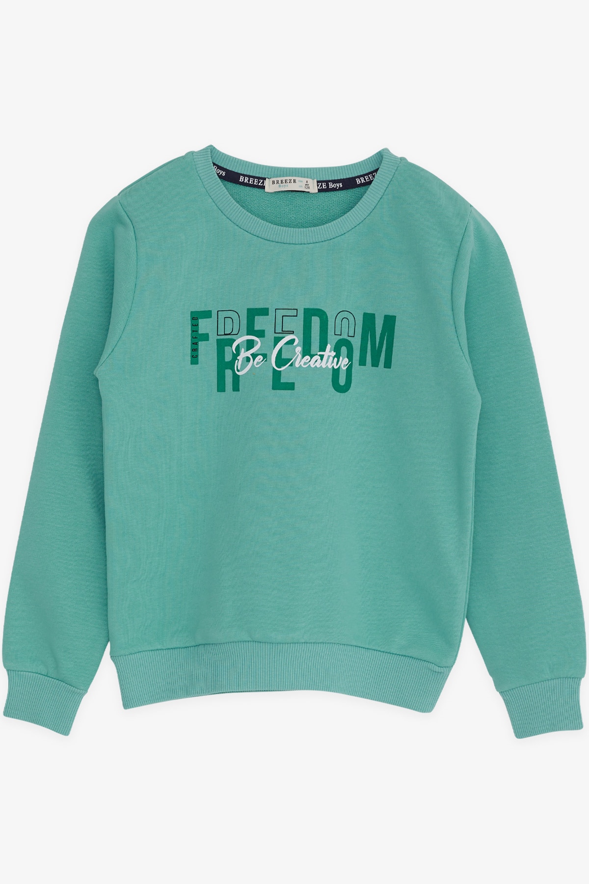Breeze Erkek Çocuk Sweatshirt Yazı Baslılı Mint Yeşili (8-14 Yaş)