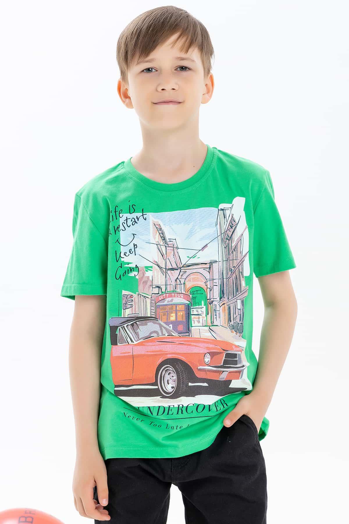 Erkek Çocuk Tişört Araba Baskılı 8-14 Yaş - Yazlık Modeller | Breeze