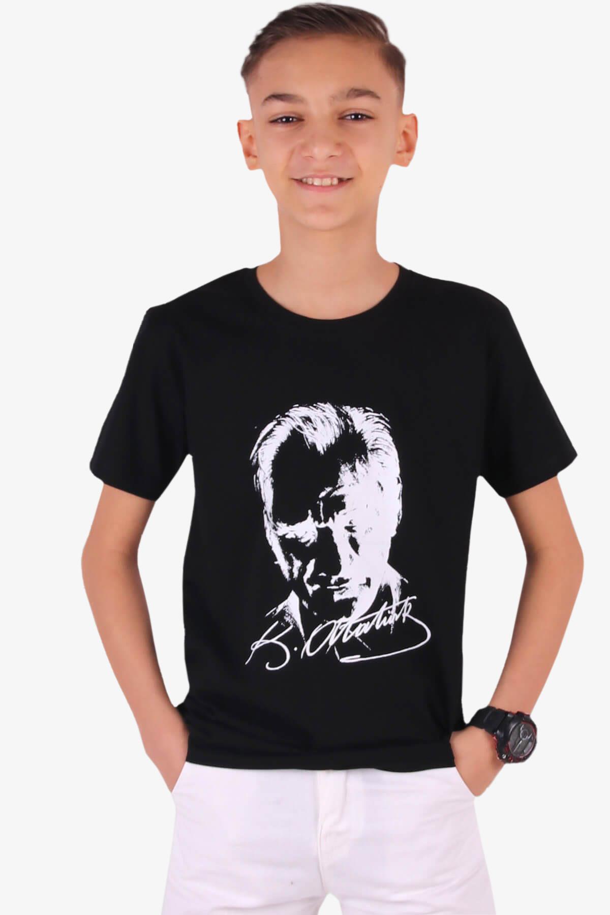 Erkek Çocuk Tişört Atatürk Baskılı Siyah 4-14 Yaş | Breeze