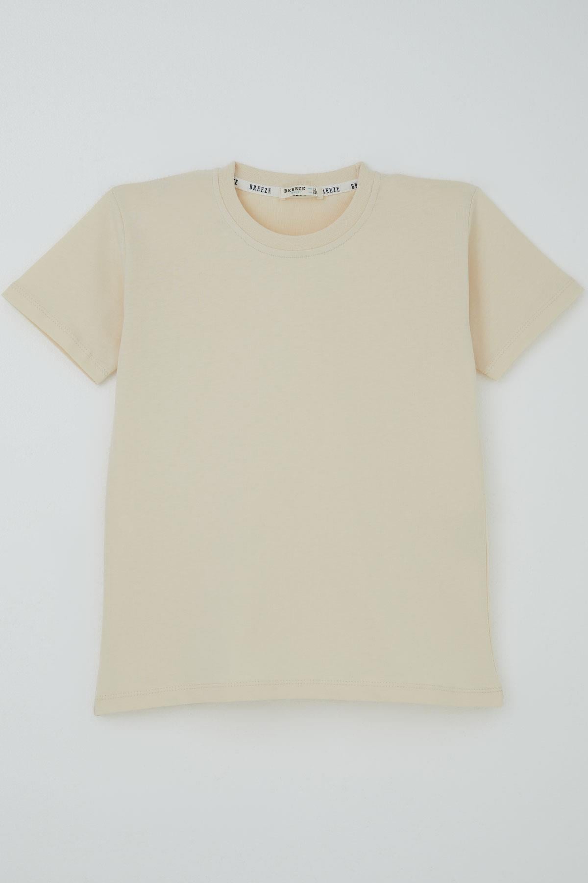 Breeze Erkek Çocuk Tişört Basic Krem (9-14 Yaş)