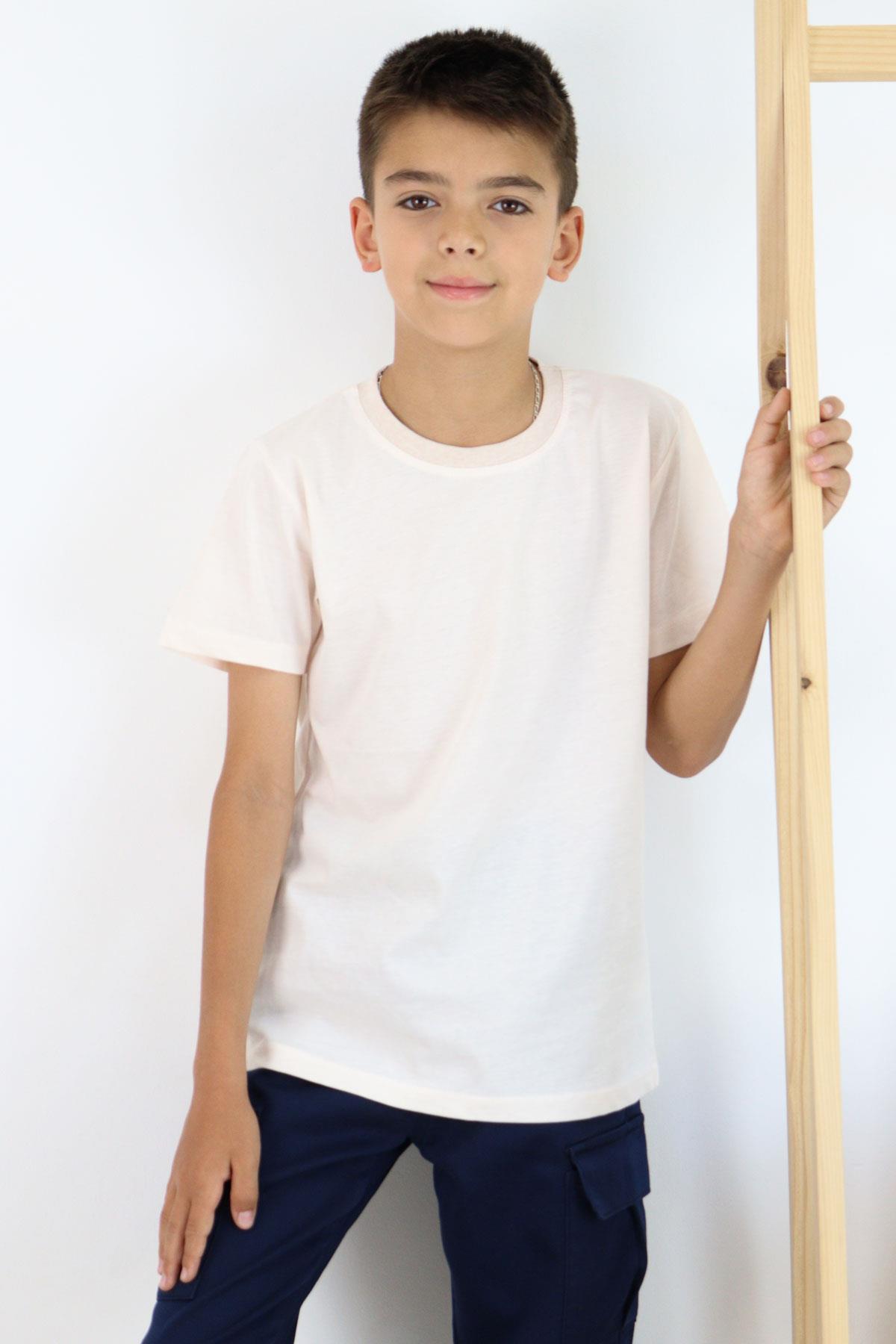 Breeze Erkek Çocuk Tişört Basic Pudra (4-14 Yaş)