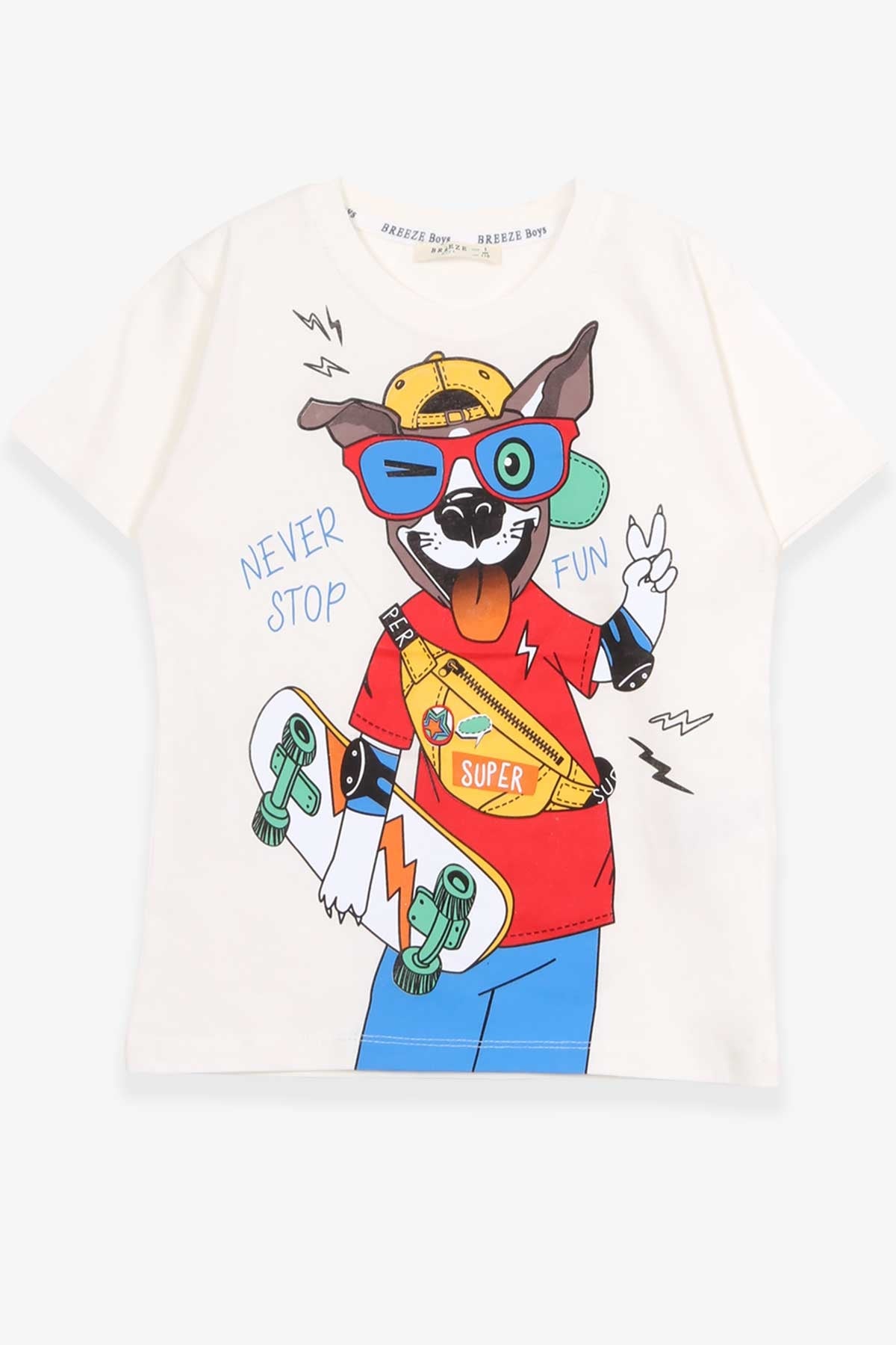 Breeze Erkek Çocuk Tişört Baskılı Ekru (5-10 Yaş)