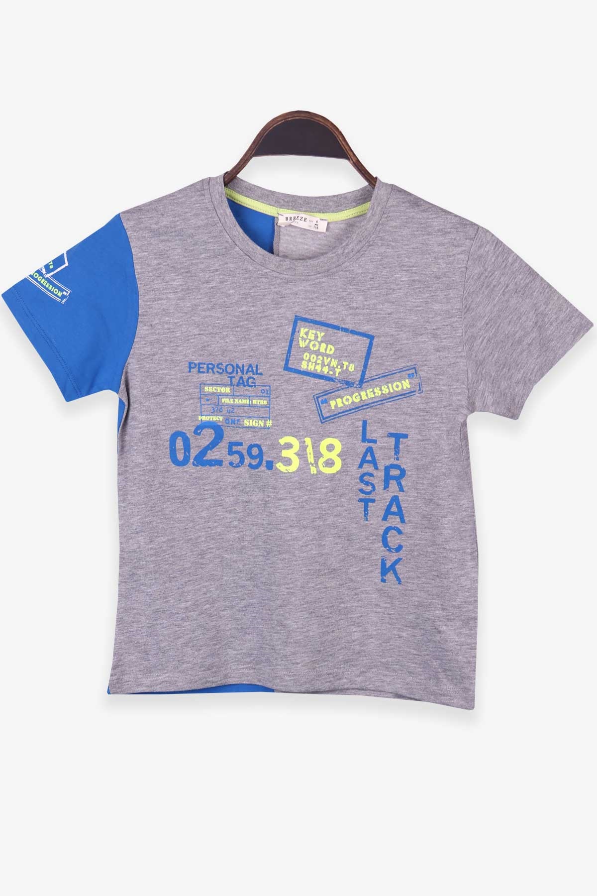 Breeze Erkek Çocuk Tişört Baskılı Koyu Gri Melanj (6-12 Yaş)