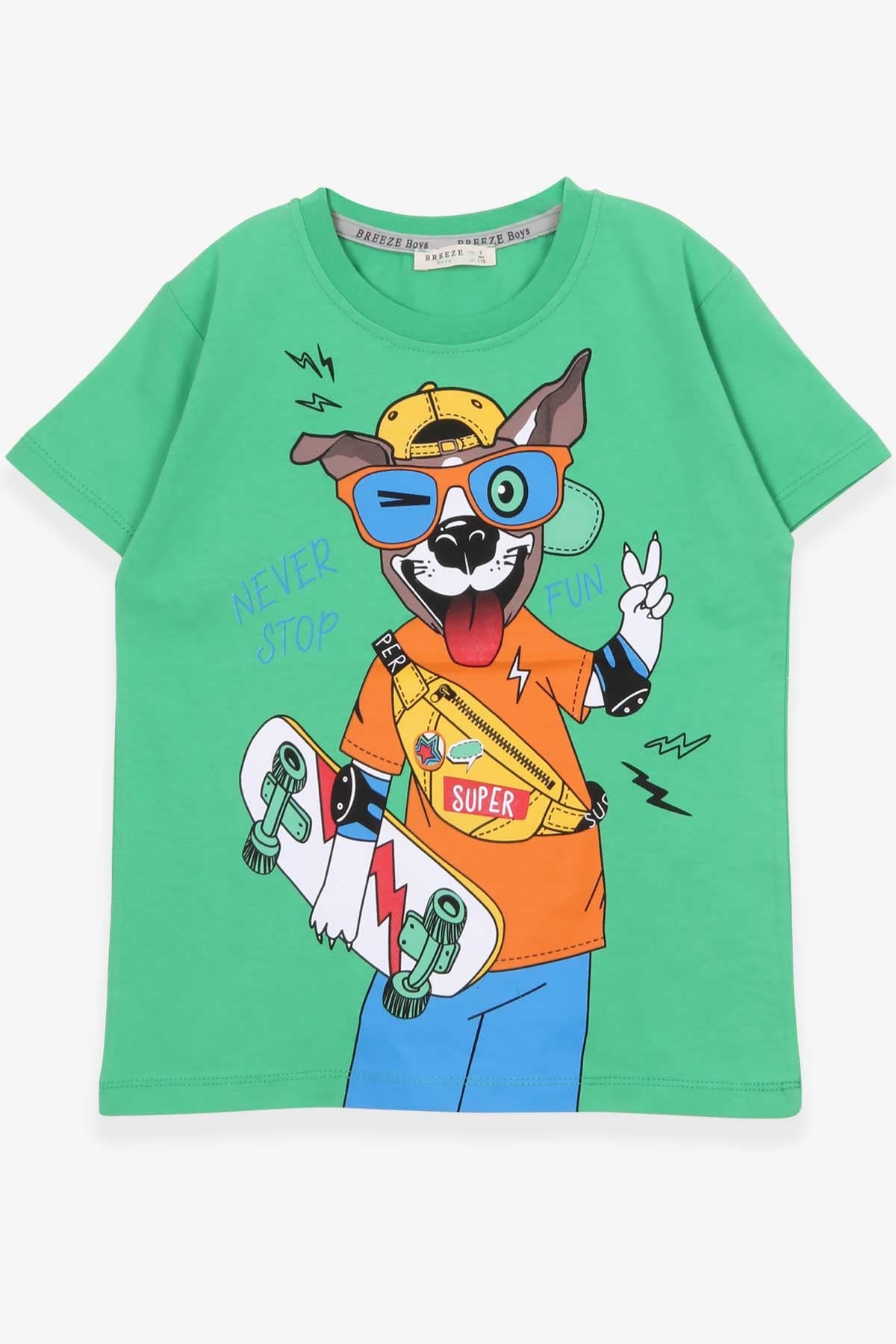 Breeze Erkek Çocuk Tişört Baskılı Yeşil (8-10 Yaş)