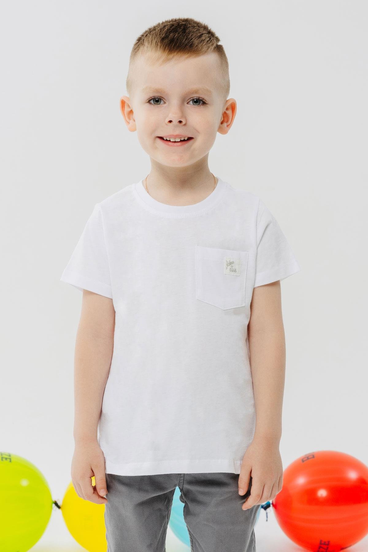 Breeze Erkek Çocuk Tişört Cool Yazı Armalı Cepli Beyaz (1.5-5 Yaş)