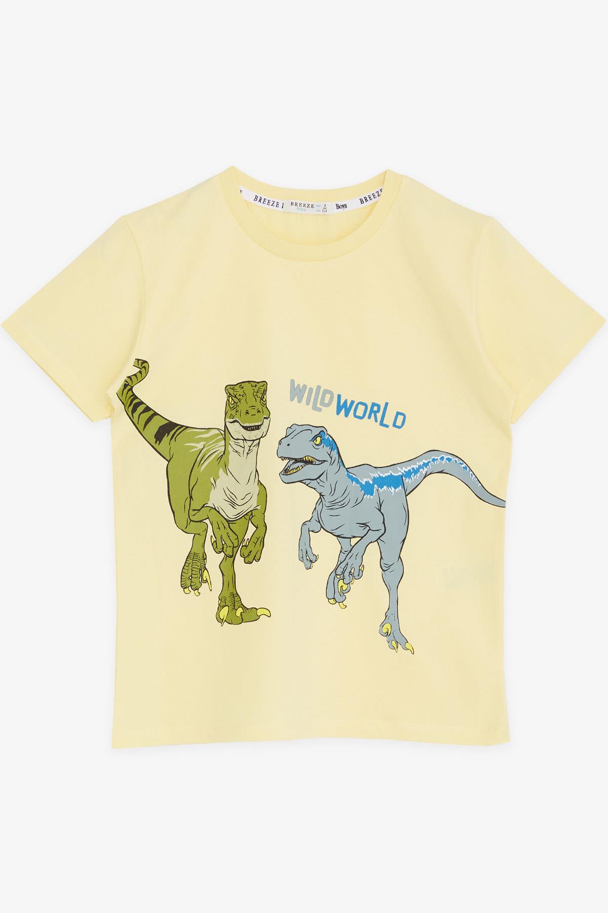 Breeze Erkek Çocuk Tişört Dinozor Baskılı Sarı (5-10 Yaş)