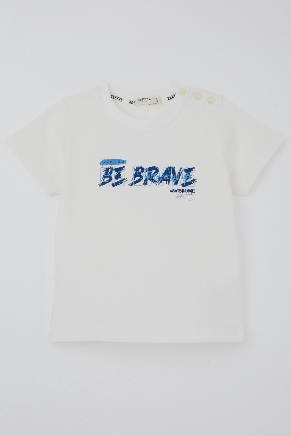 Breeze Erkek Çocuk Tişört Grafiti Baskılı Ekru (2-6 Yaş)
