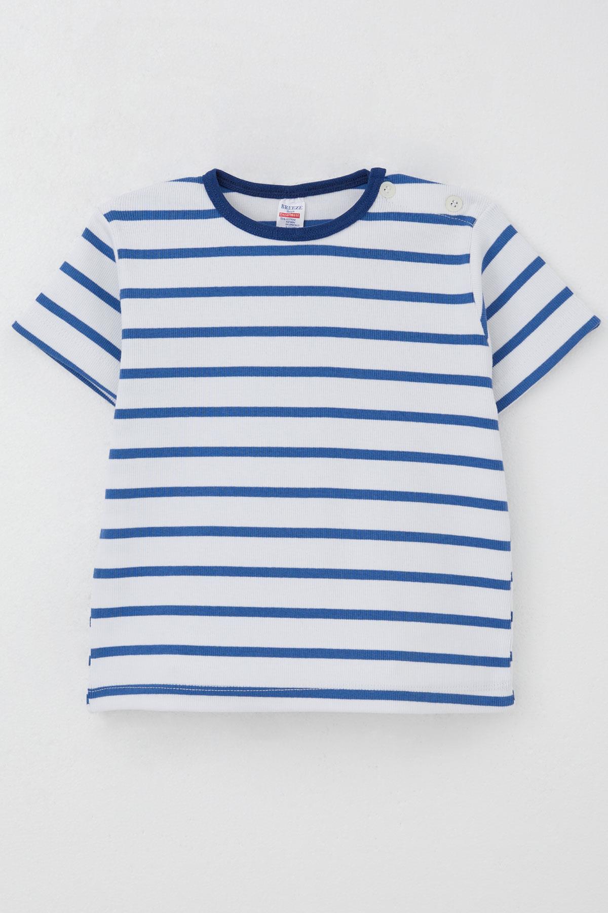 Breeze Erkek Çocuk Tişört Patlı Çizgili Beyaz (1-4 Yaş)