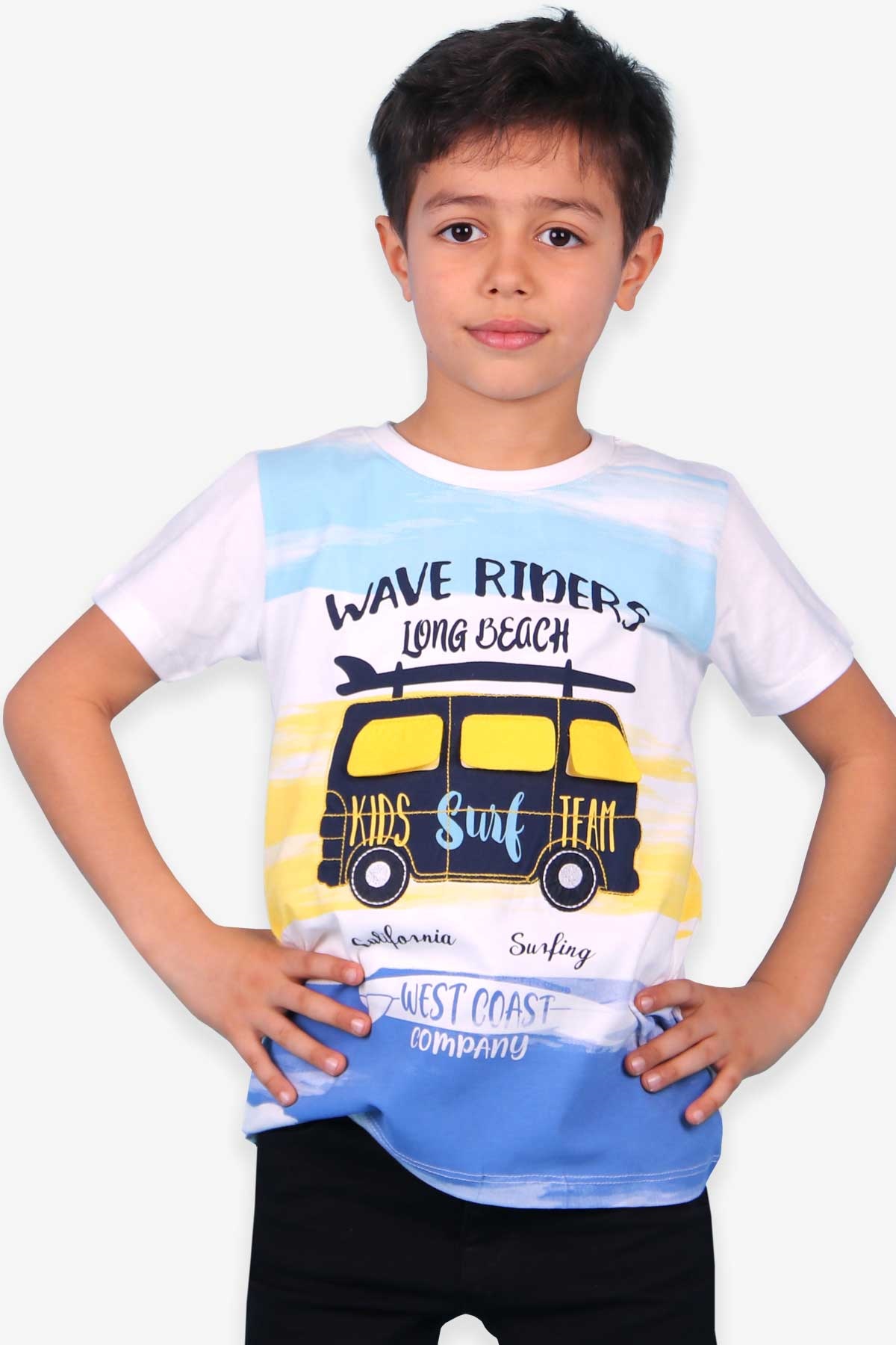 Breeze Erkek Çocuk Tişört Penceresi Hareketli Otobüs Mavi (4-8 Yaş)