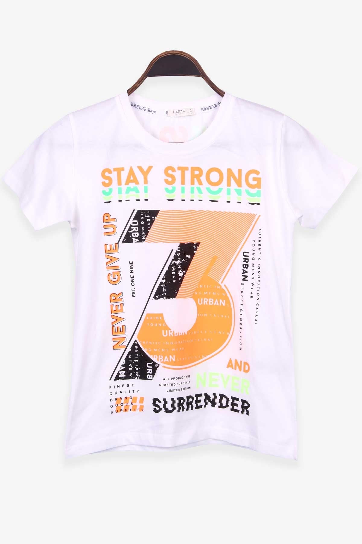 Breeze Erkek Çocuk Tişört Strong Baskılı Ekru (10-16 Yaş)