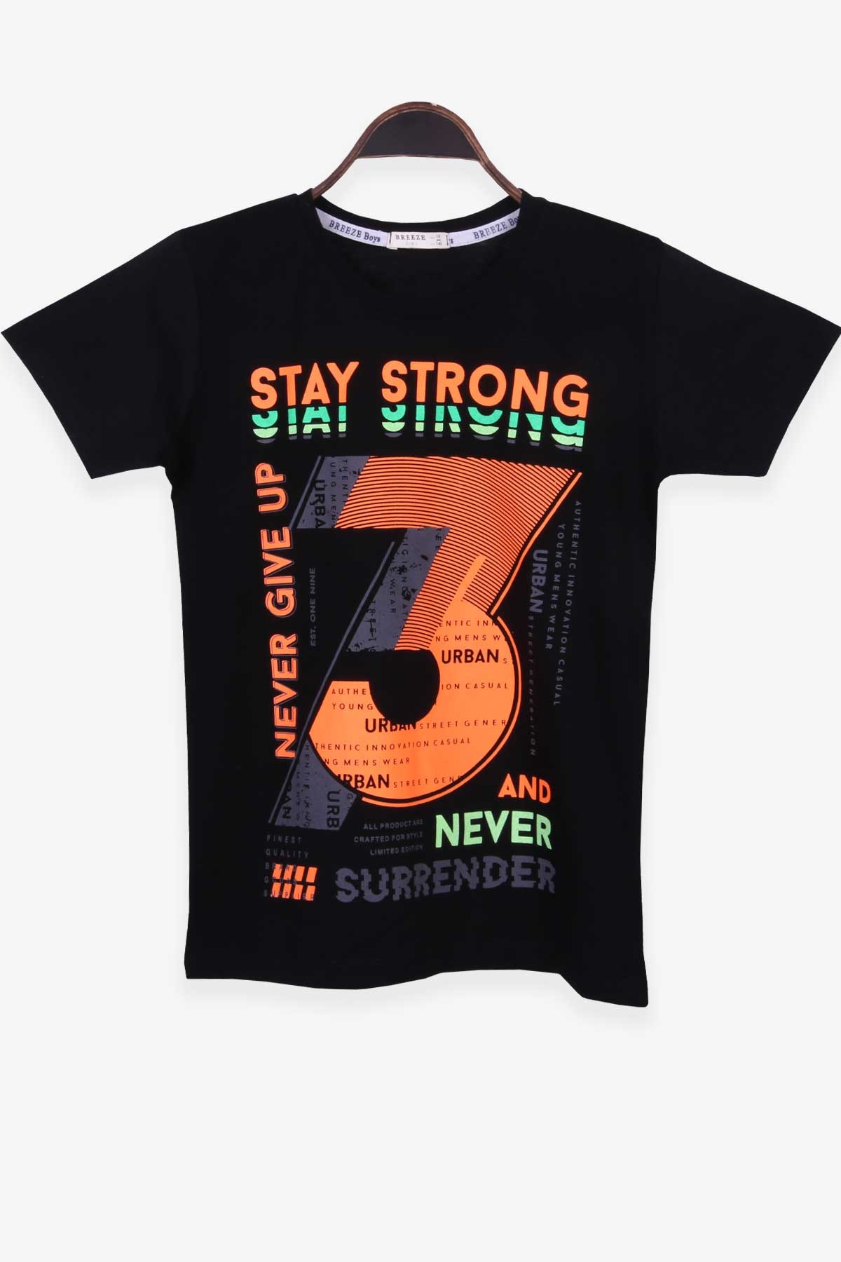 Breeze Erkek Çocuk Tişört Strong Baskılı Siyah (10-14 Yaş)