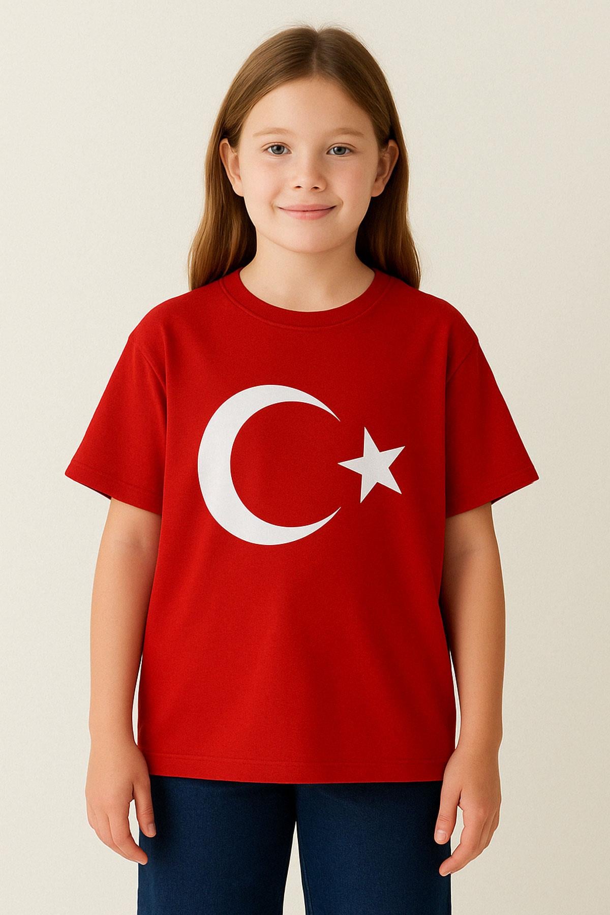 Breeze Erkek Çocuk Tişört Türk Bayraklı Kırmızı (4-14 Yaş)