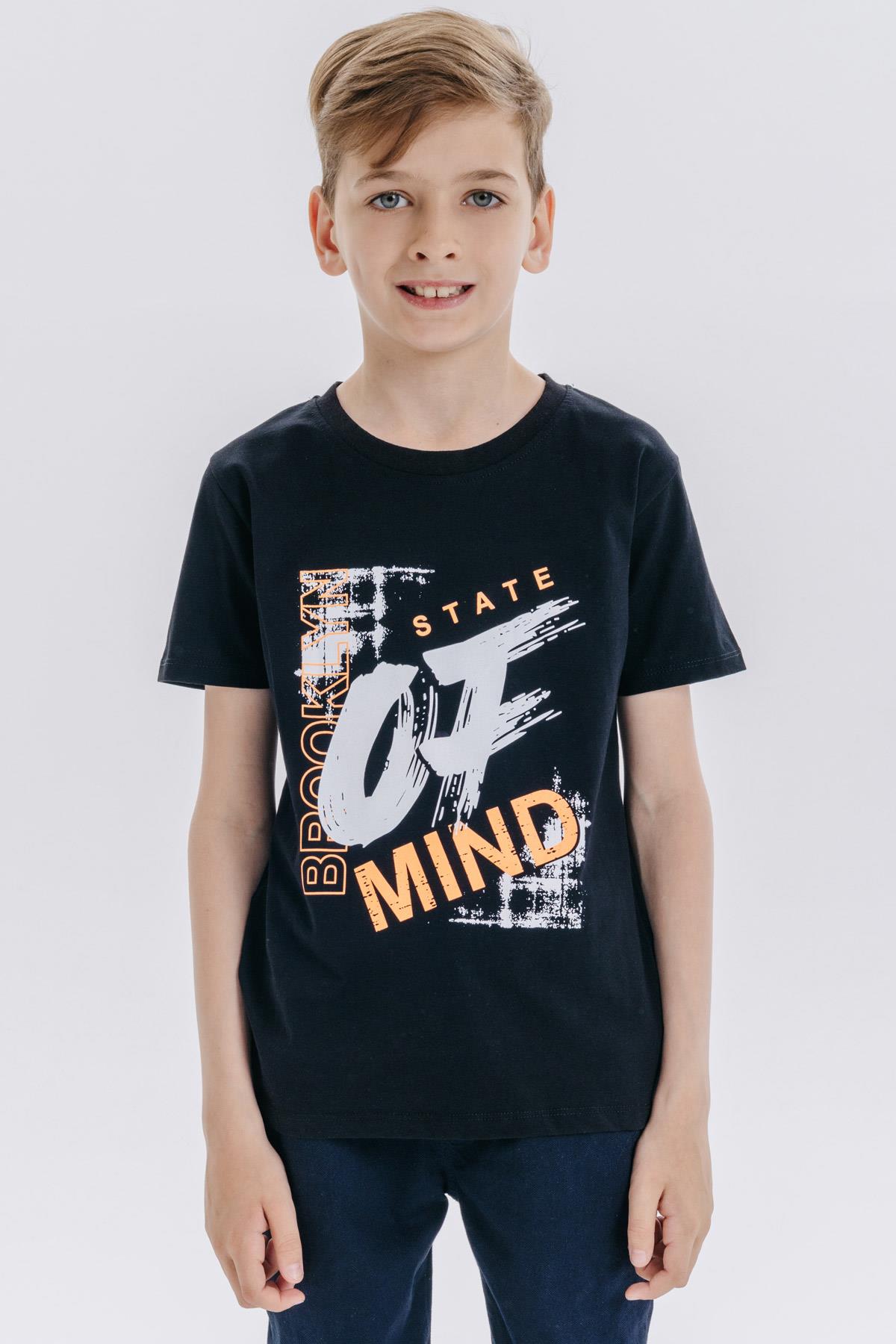 Erkek Çocuk Tişört Yazı Baskılı Siyah 10-14 Yaş - Yazlık Tişört Modelleri |  Breeze