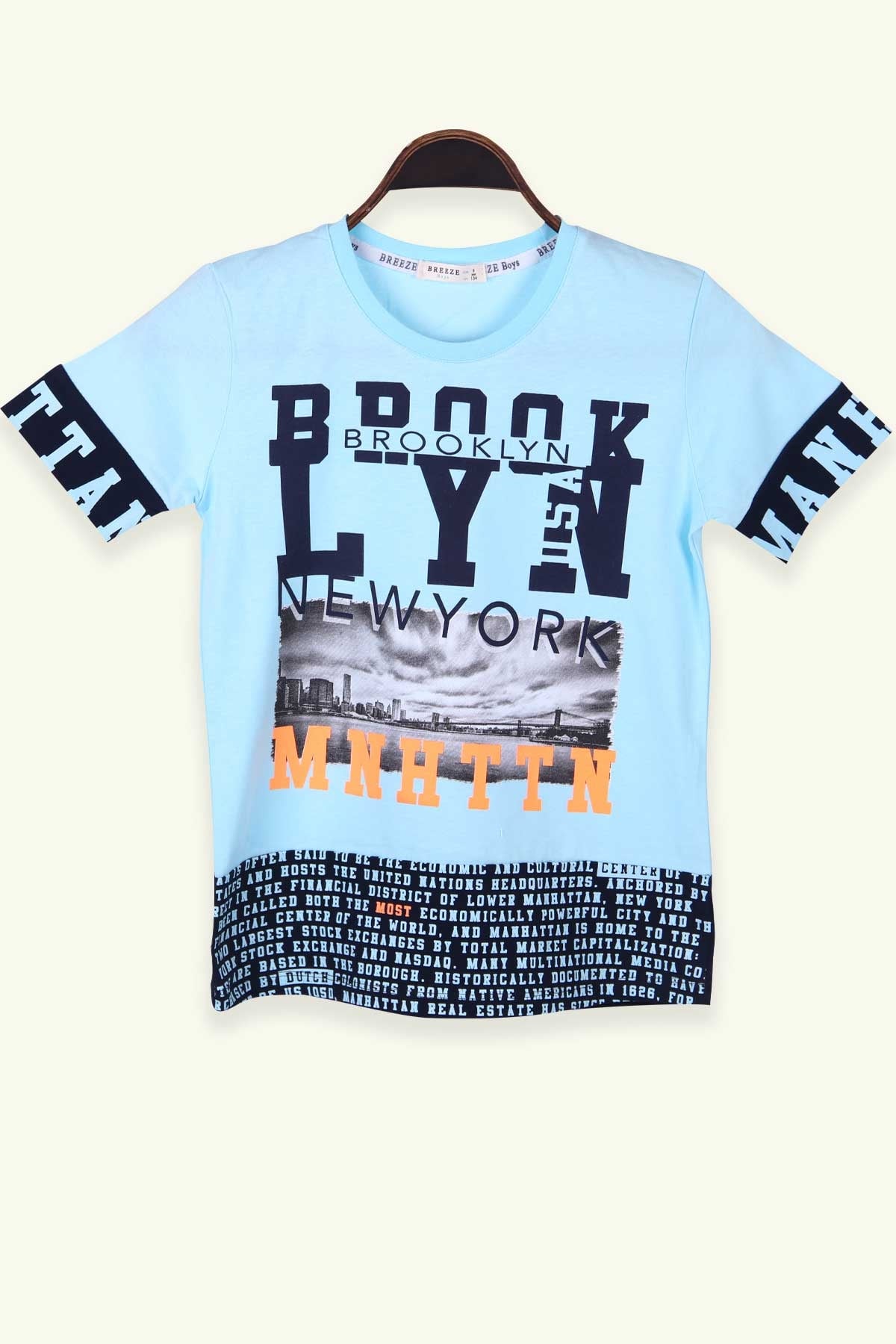 Breeze Erkek Çocuk Tişört Yazı Baskılı Turkuaz (9-14 Yaş)
