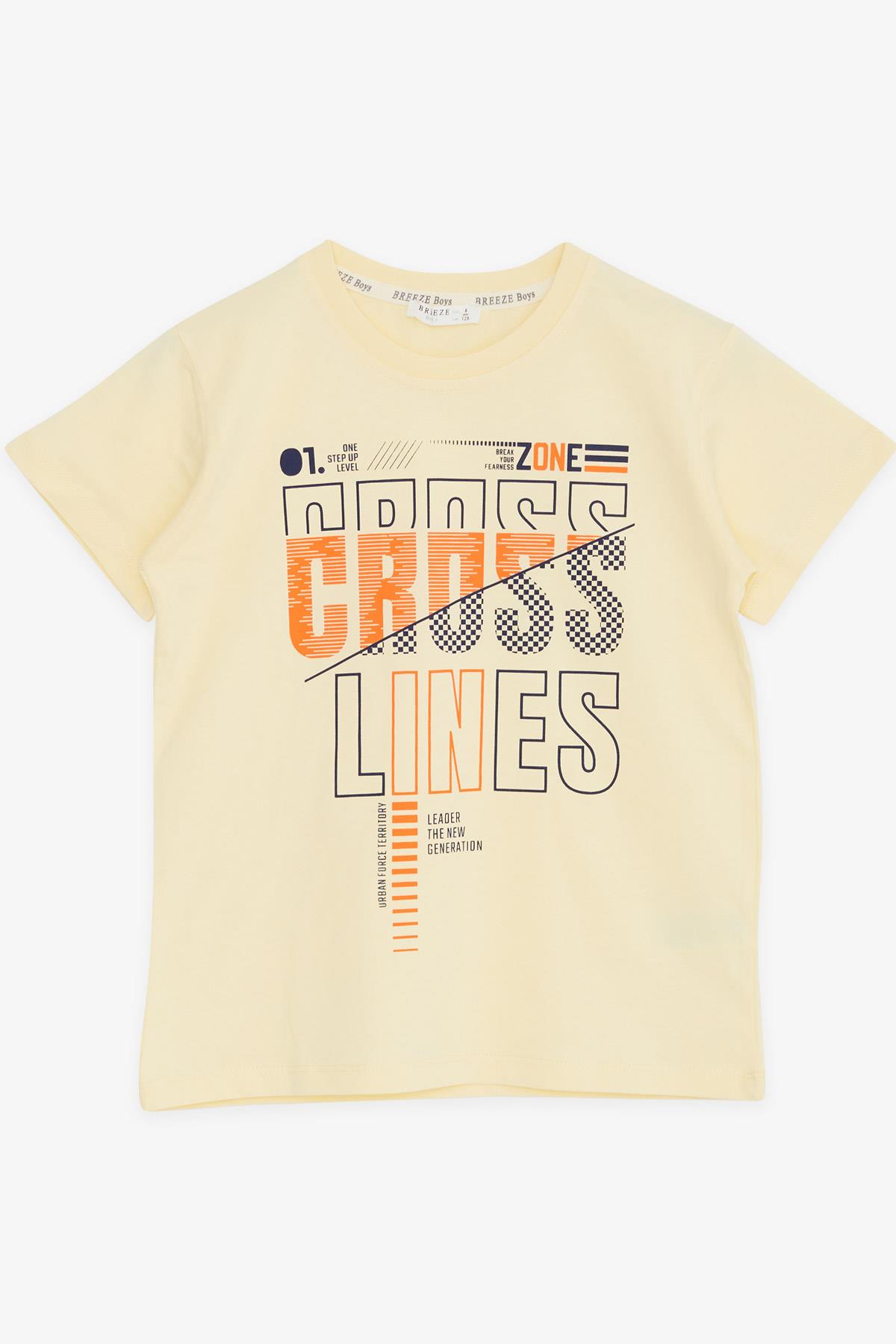 Erkek Çocuk Tişört Yazı Baskılı Sarı 8-14 Yaş - Yazlık Tişört Modelleri |  Breeze