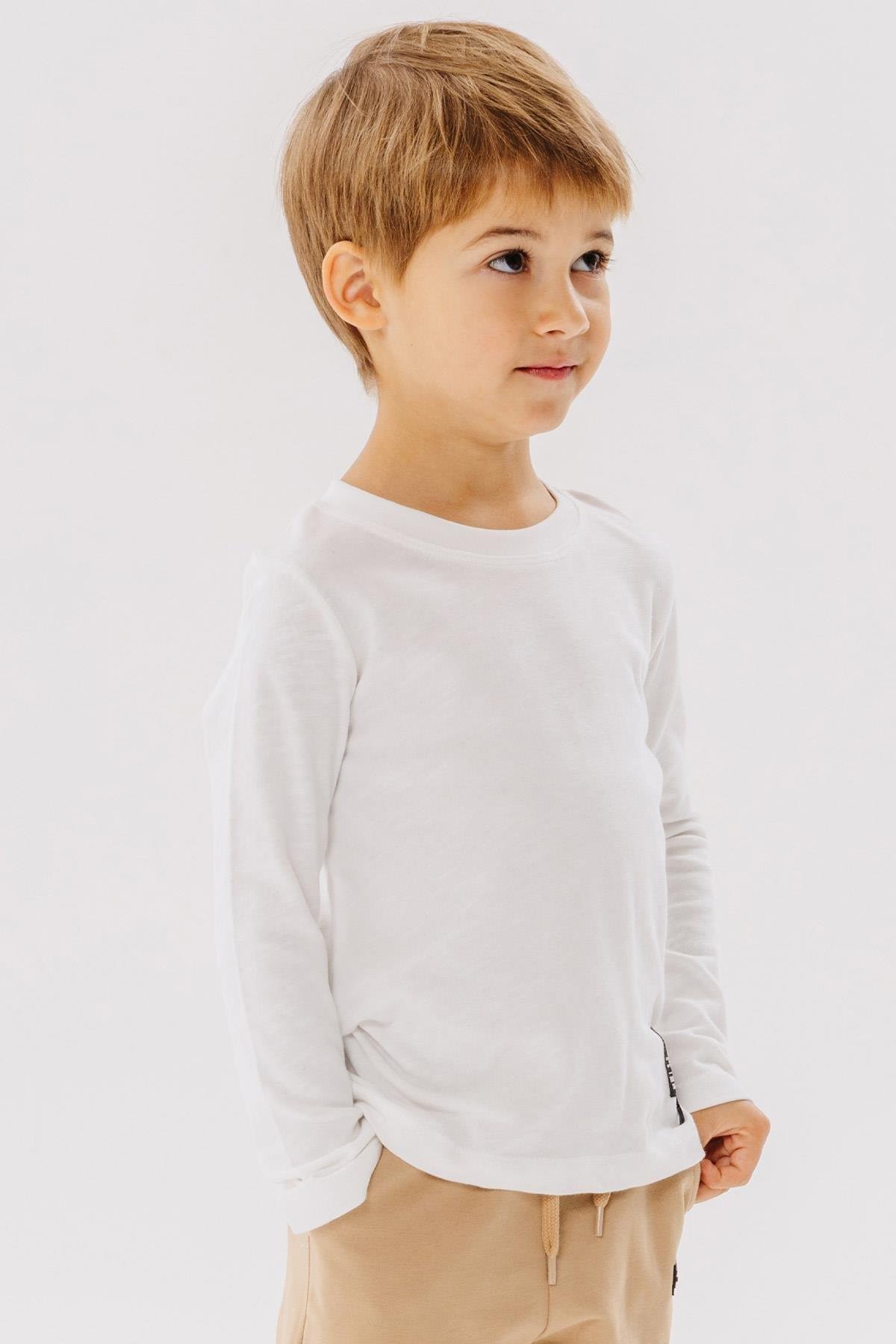 young models 9-13 Erkek Çocuk Uzun Kollu Tişört Armalı Ekru 9-13 Yaş - Penye Kumaş | Breeze